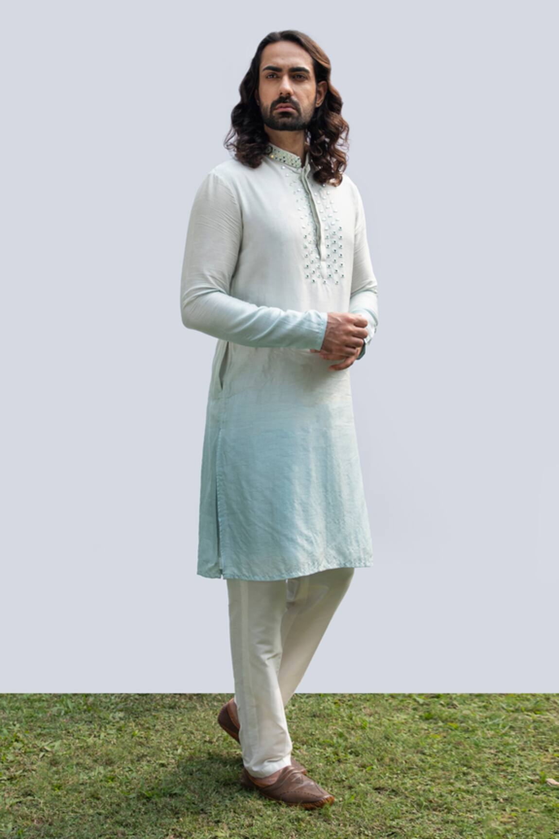 Kaka Calcutta Embellished Neckline Kurta Set