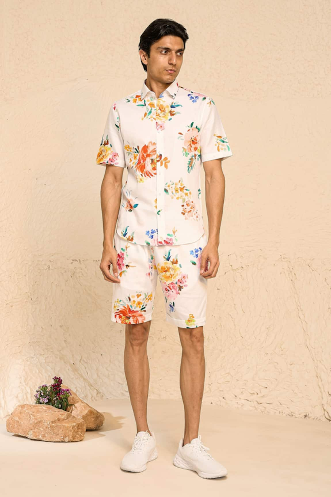 Chrkha Flower Bloom Print Shirt With Shorts