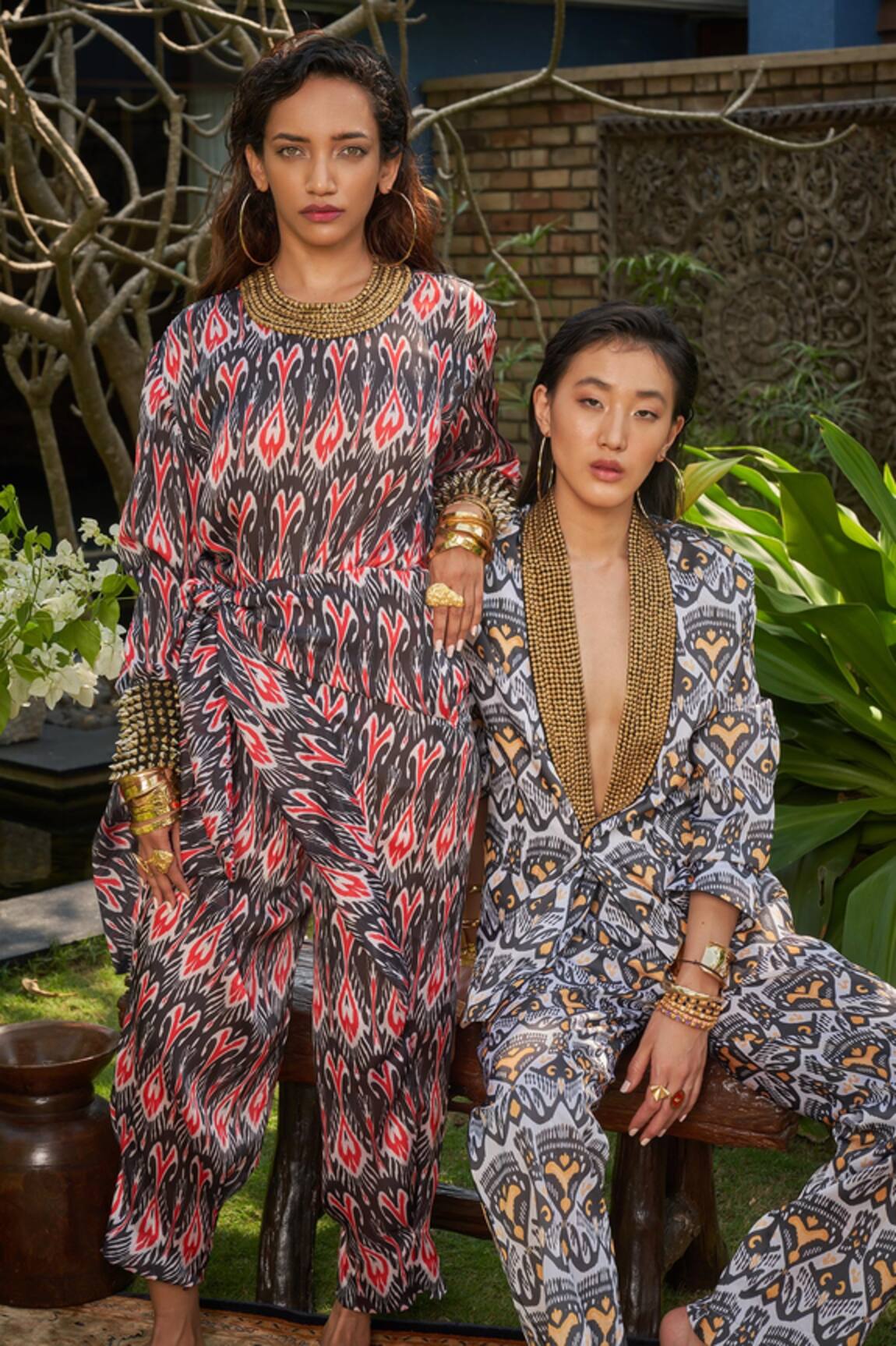 Surily G Hand Embroidered Ikat Print Jumpsuit