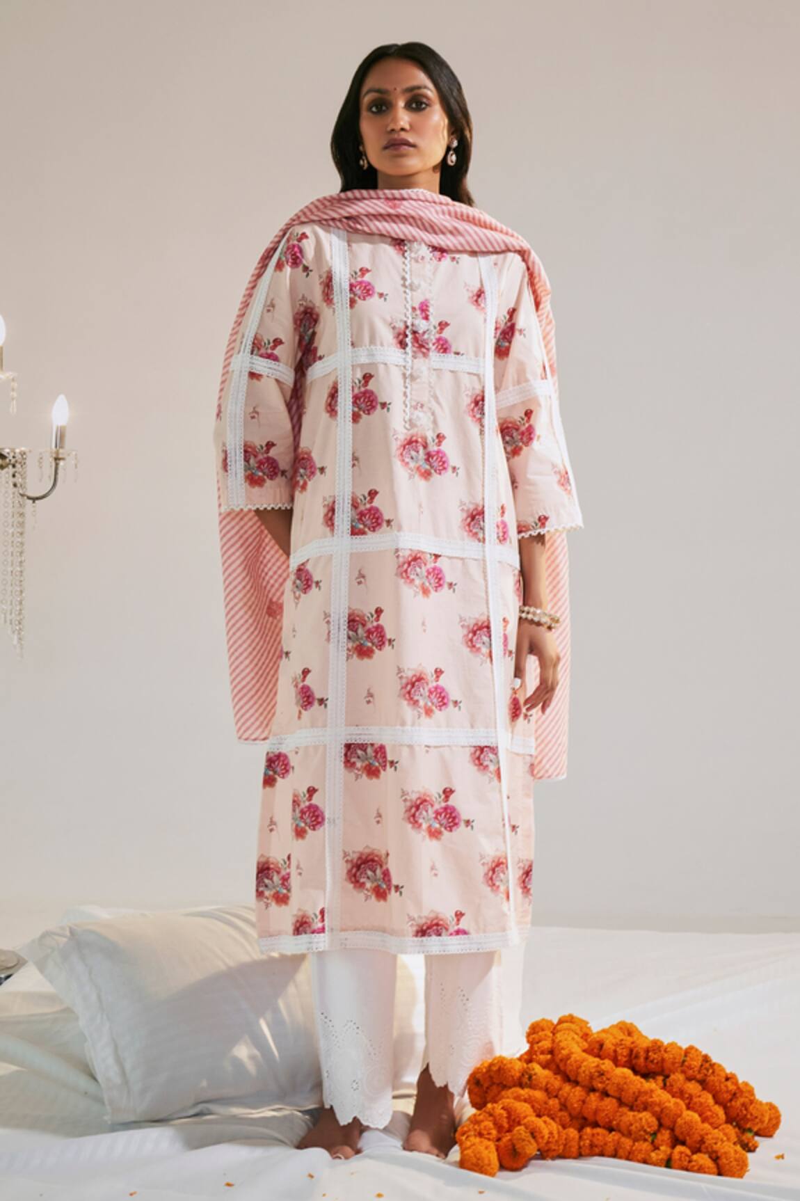 Sage Saga Ruhi Floral Print Kurta Palazzo Set