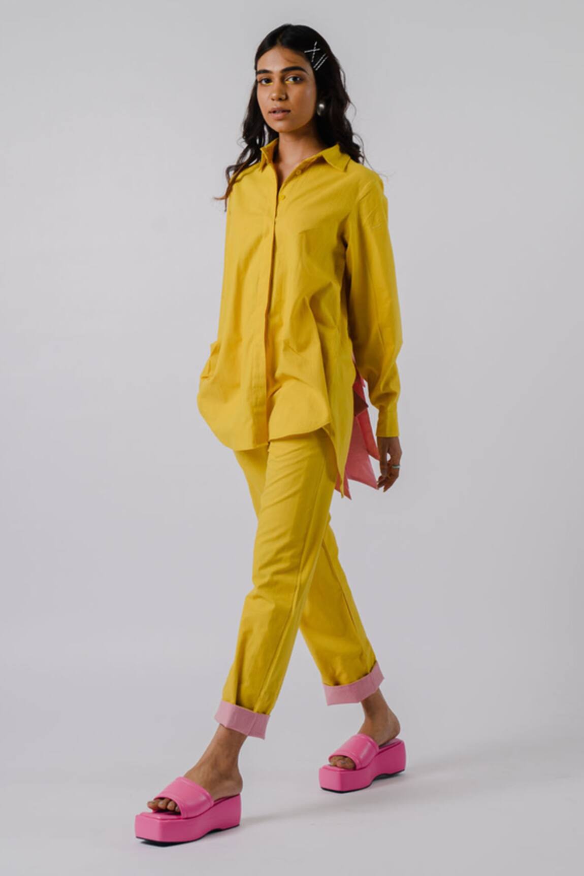 Tussah By Siddhi Shah Solid Asymmetric Shirt & Pant Set