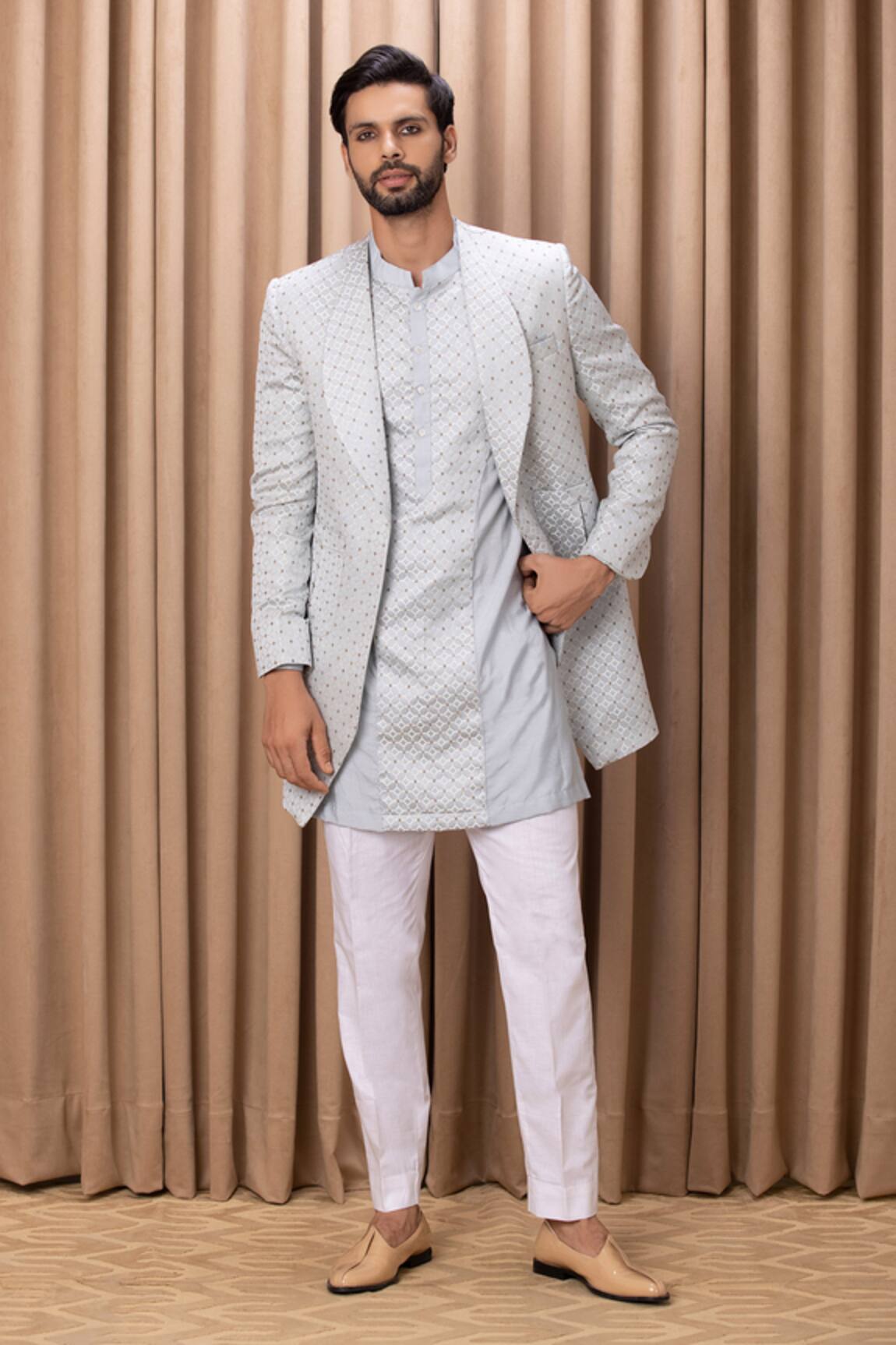 Ankit V Kapoor Faizal Jacquard Textured Jacket Kurta Set