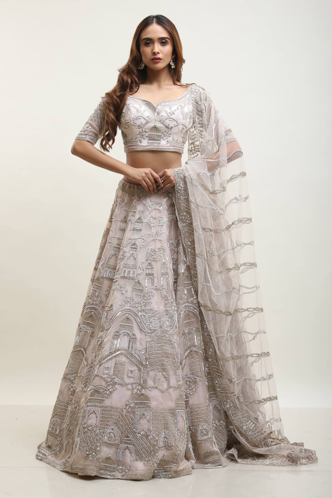 Kalighata Organza Mughal Embellished Bridal Lehenga Set 
