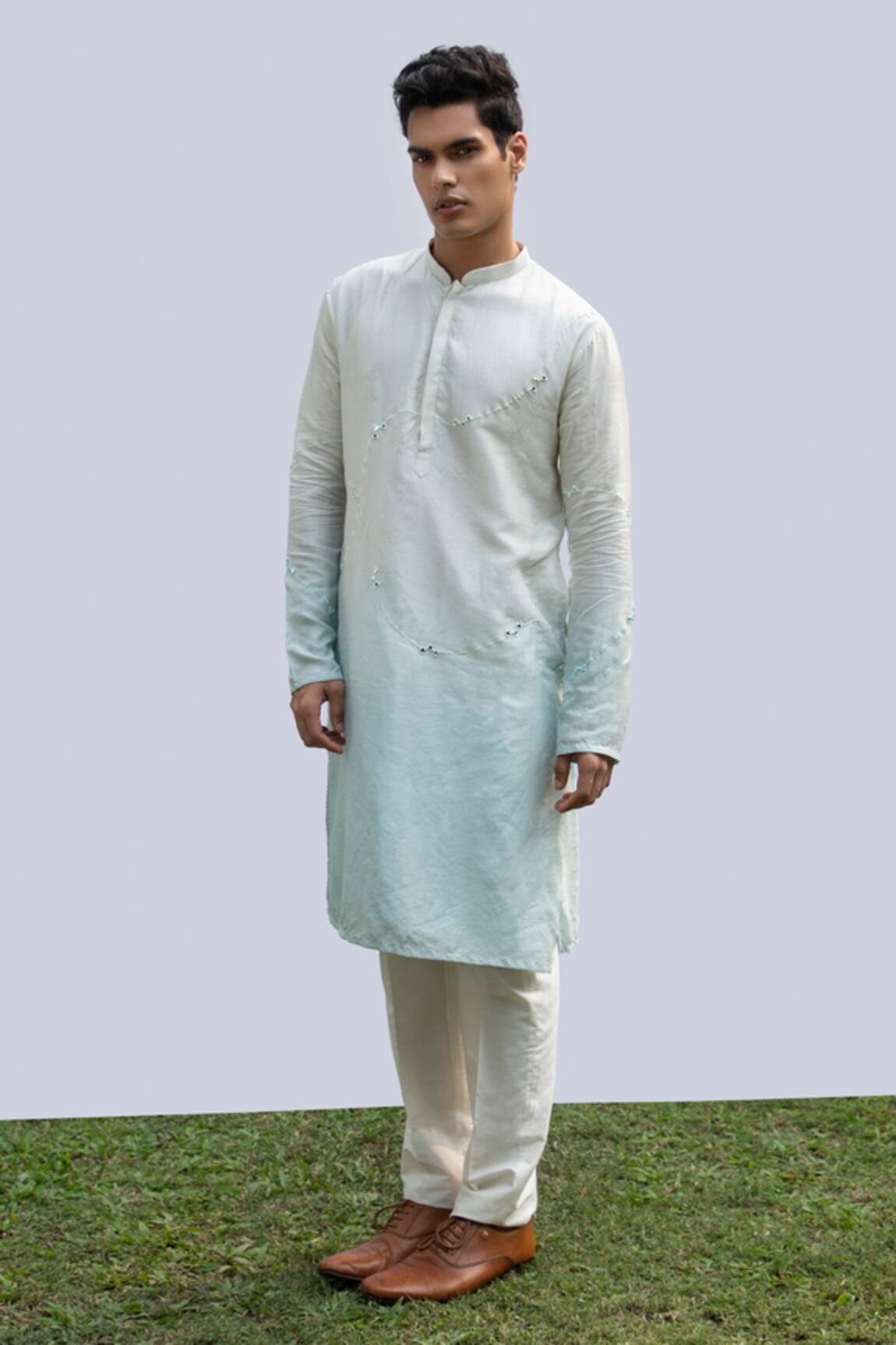 Kaka Calcutta Ombre Mirror Work Kurta Set