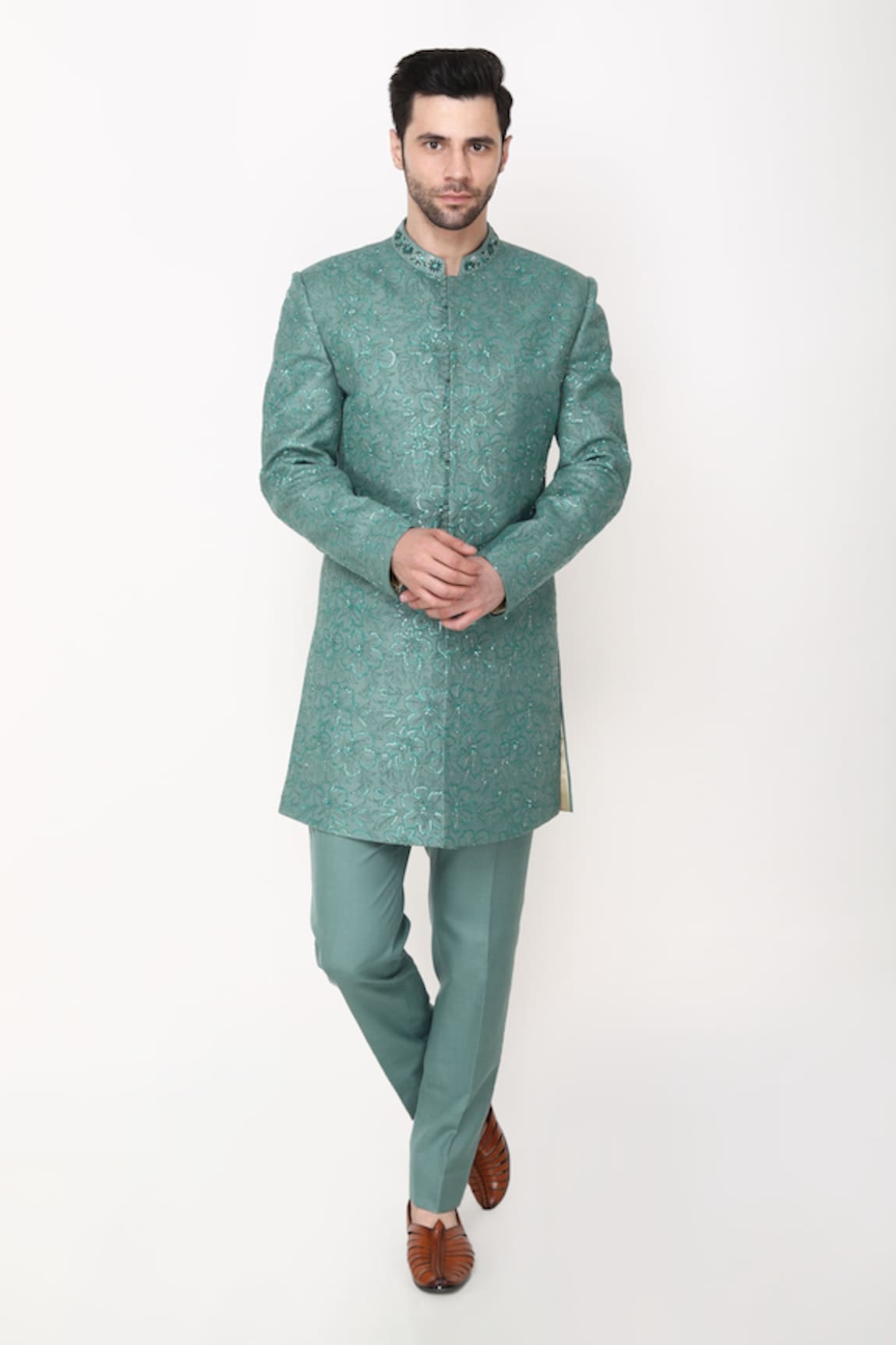 Manish Nagdeo Block Print Bandhgala & Pant Set