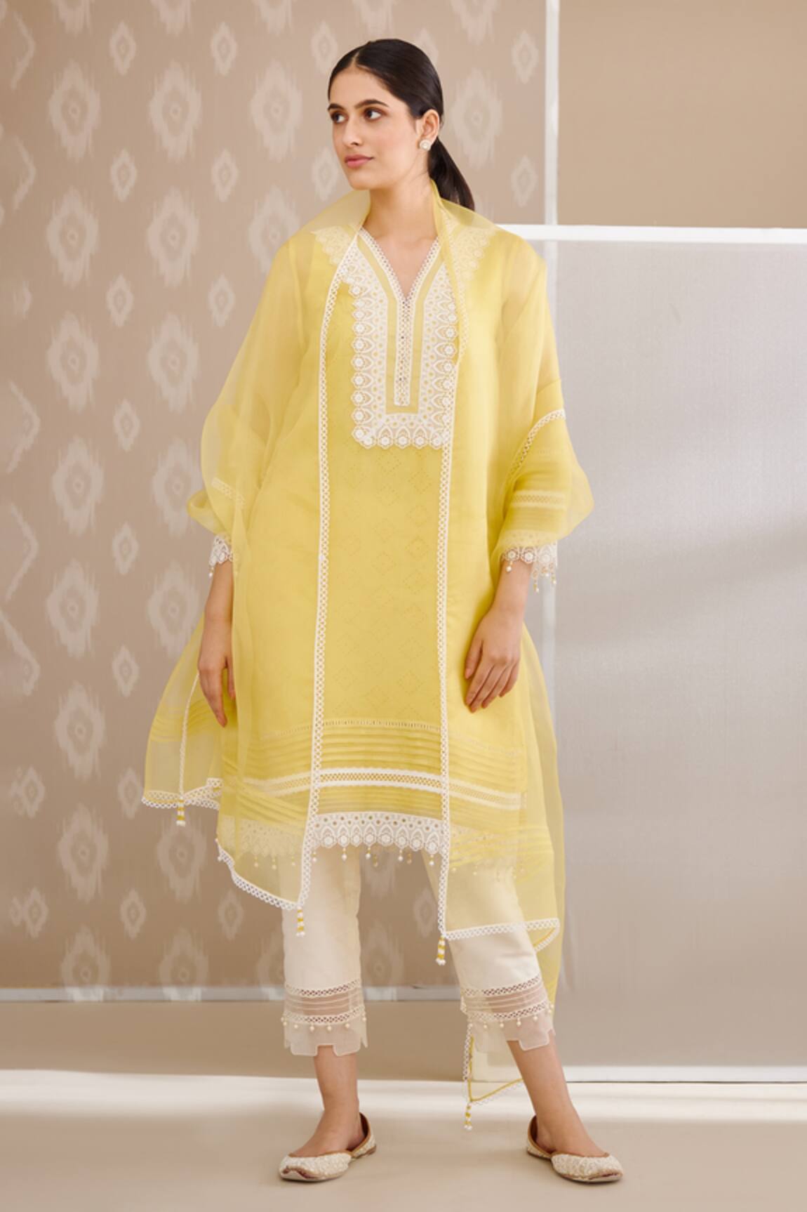 Bunka Salma Lace Embellished Straight Kurta Set