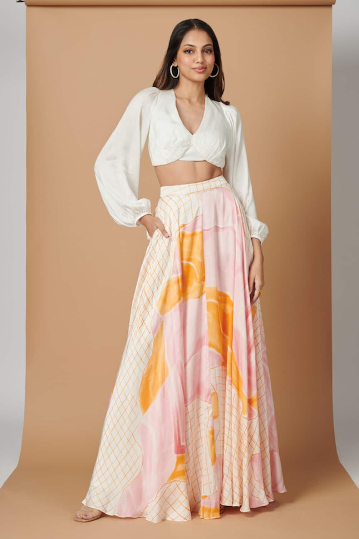 Vedika M Abstract Print Skirt & Top Set