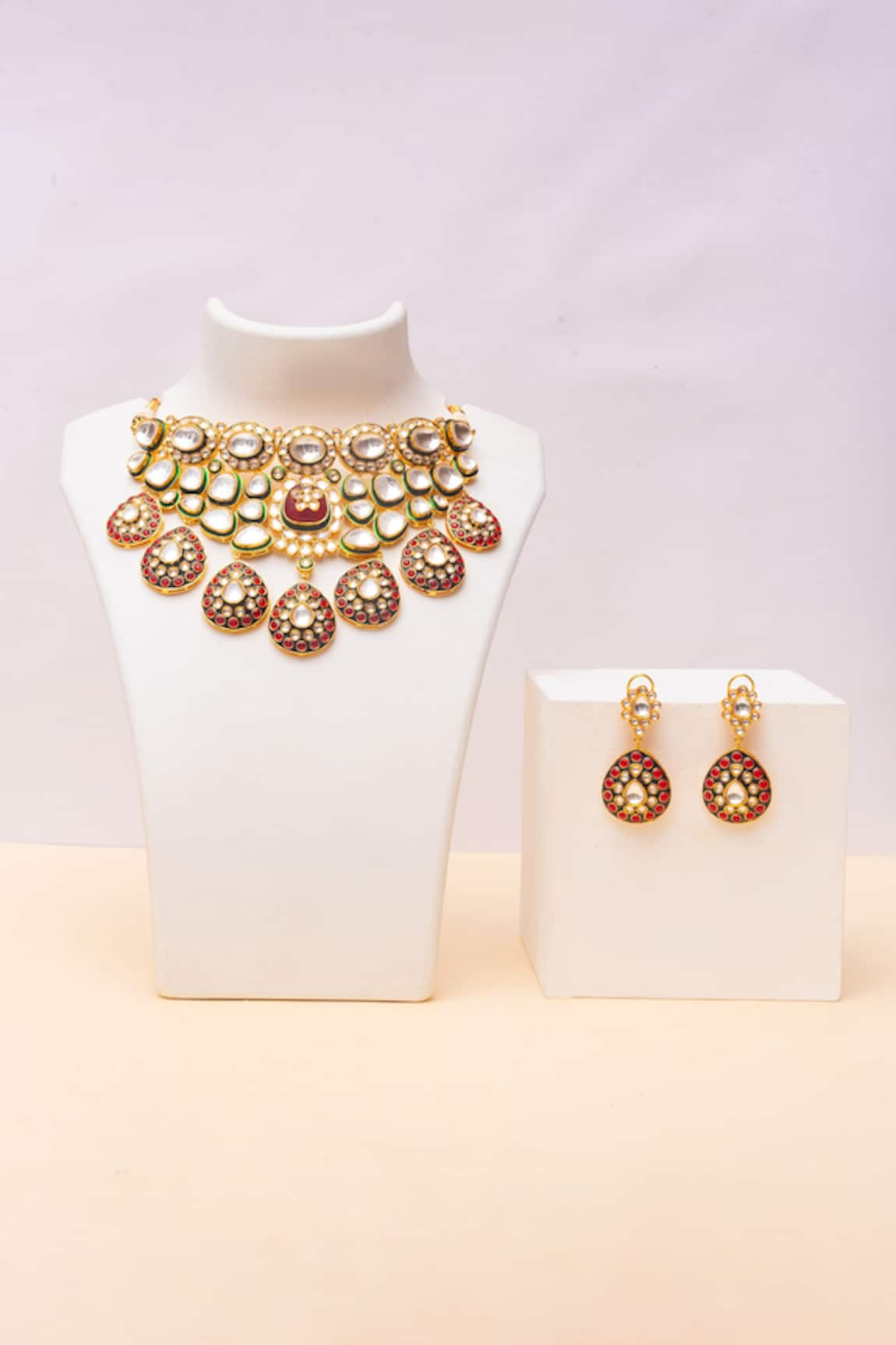 Zevar by Geeta Kundan & Ruby Stone Necklace Set