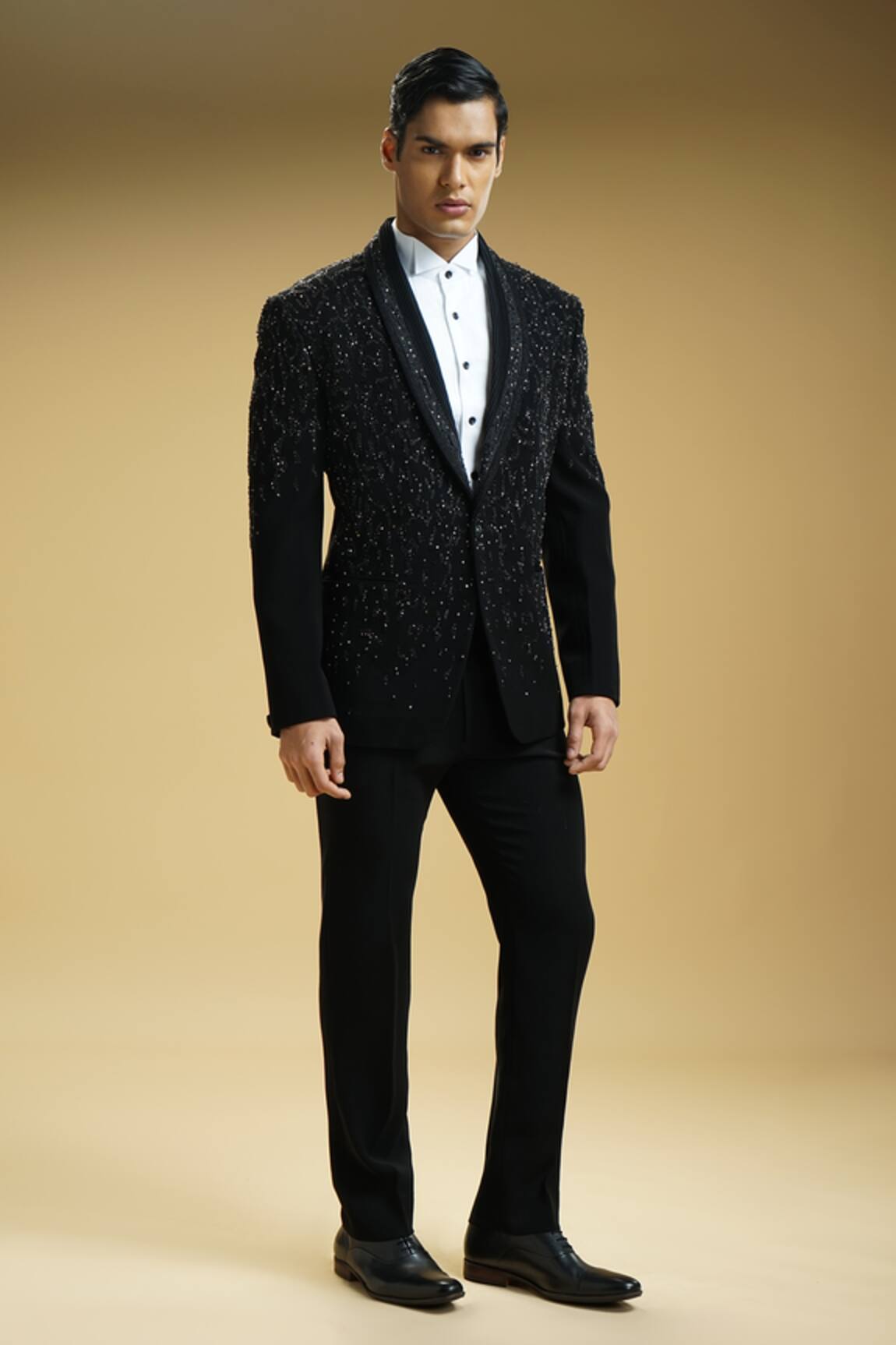 Kommal Sood Cutdana & Sequin Embroidered Tuxedo Trouser Set 