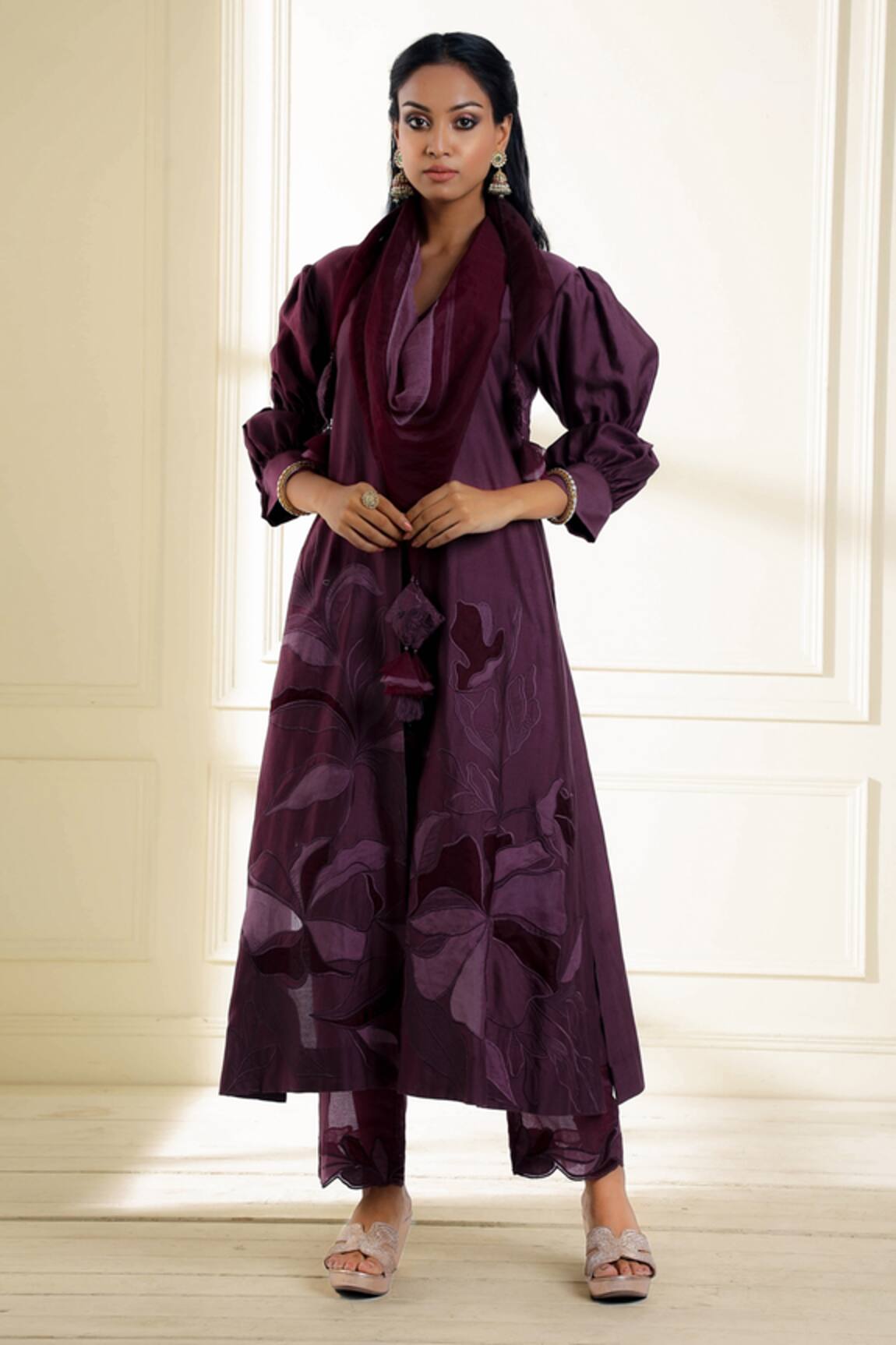 Omana By Ranjana Bothra Safina Embroidered Chanderi A-Line Kurta Set