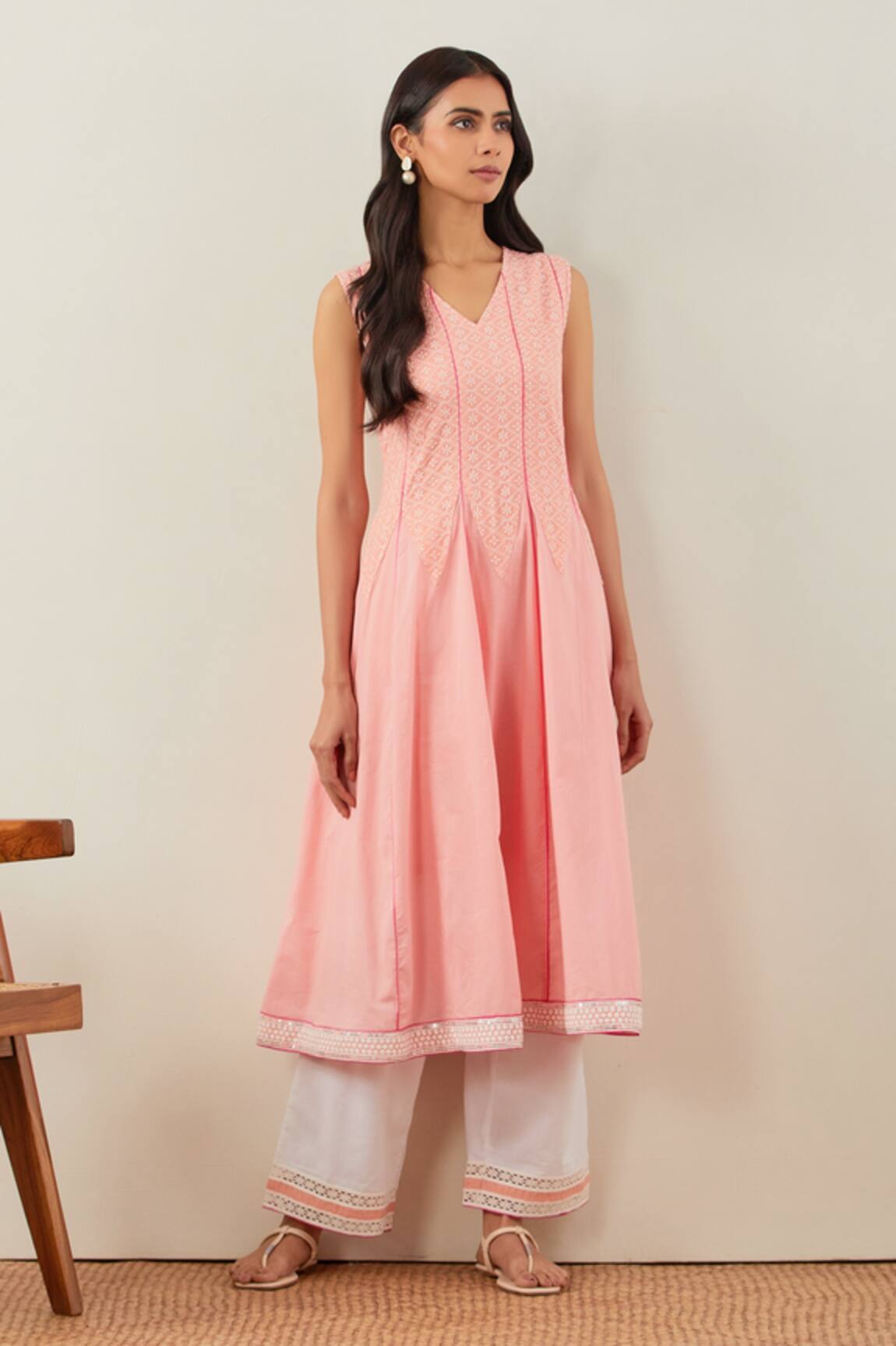 TIC Mastani Cotton Embroidered Anarkali & Palazzo Set