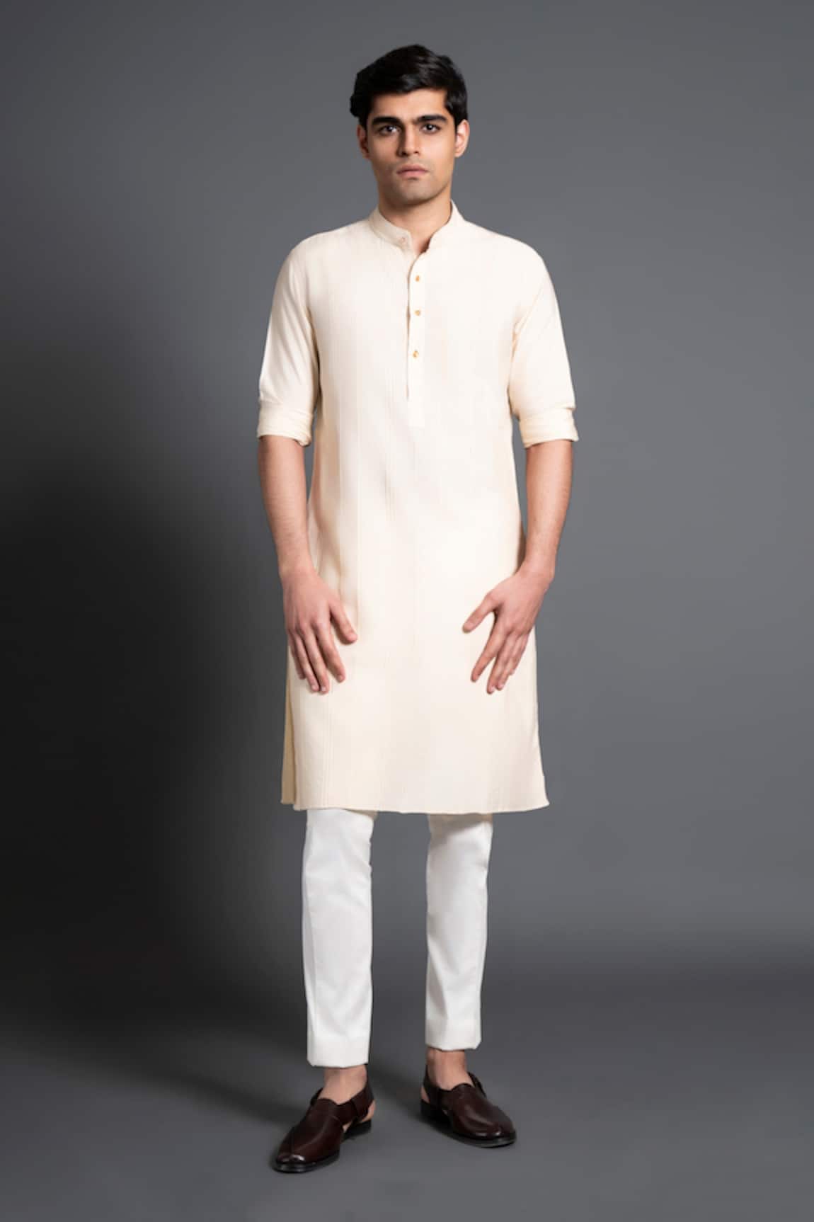 Raghavendra Rathore Jodhpur Silk Pintuck Kurta 