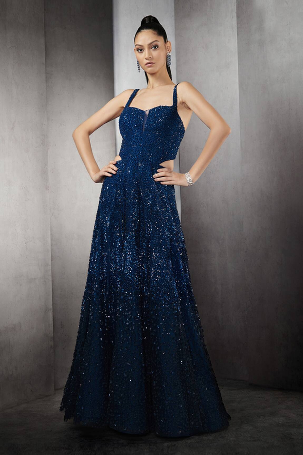 Rohit Gandhi + Rahul Khanna Astral Ombre Embellished Gown