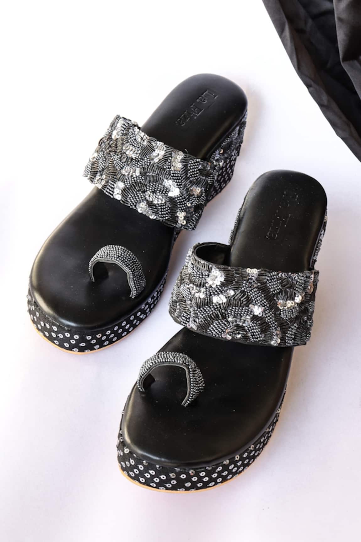 La Fiza Aizah Bead Embroidered Wedges
