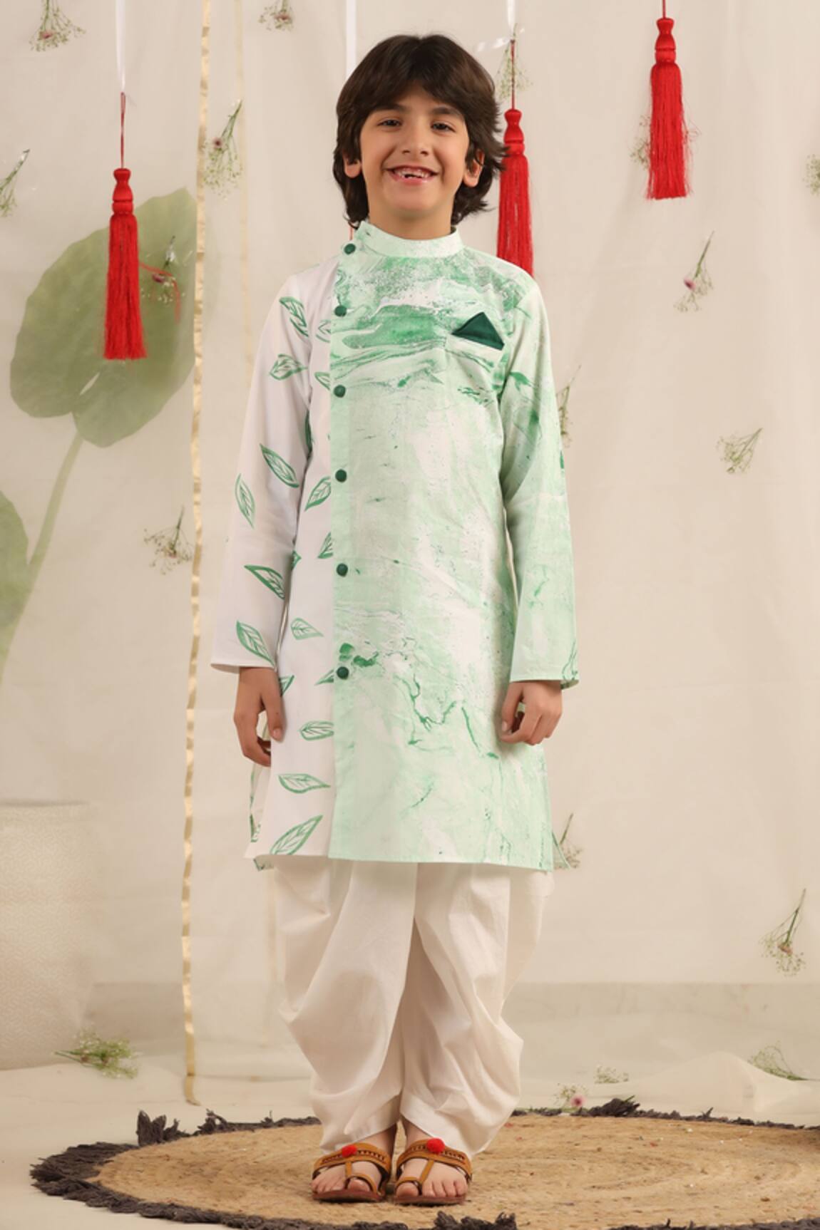Cute Couture Brush Paint Pattern Kurta & Balloon Pant Set 