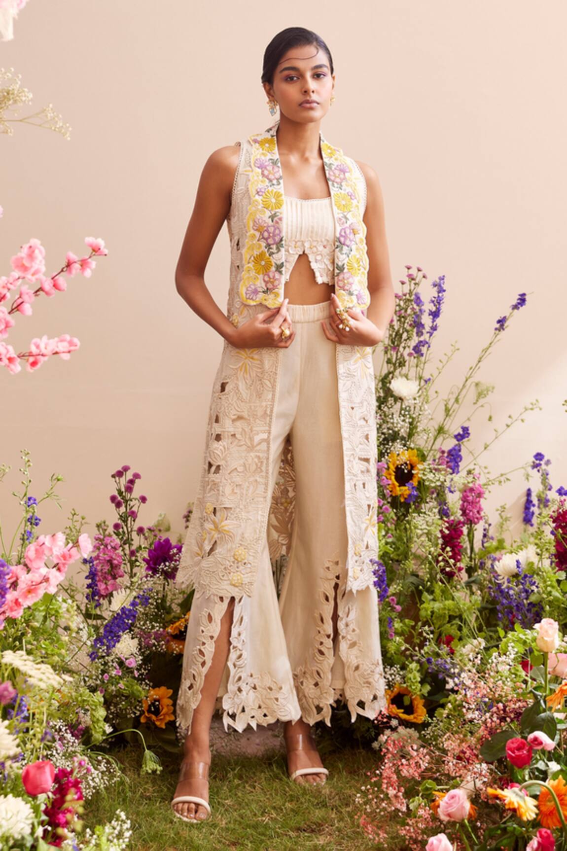 Chandrima Floral Applique Work Bustier 