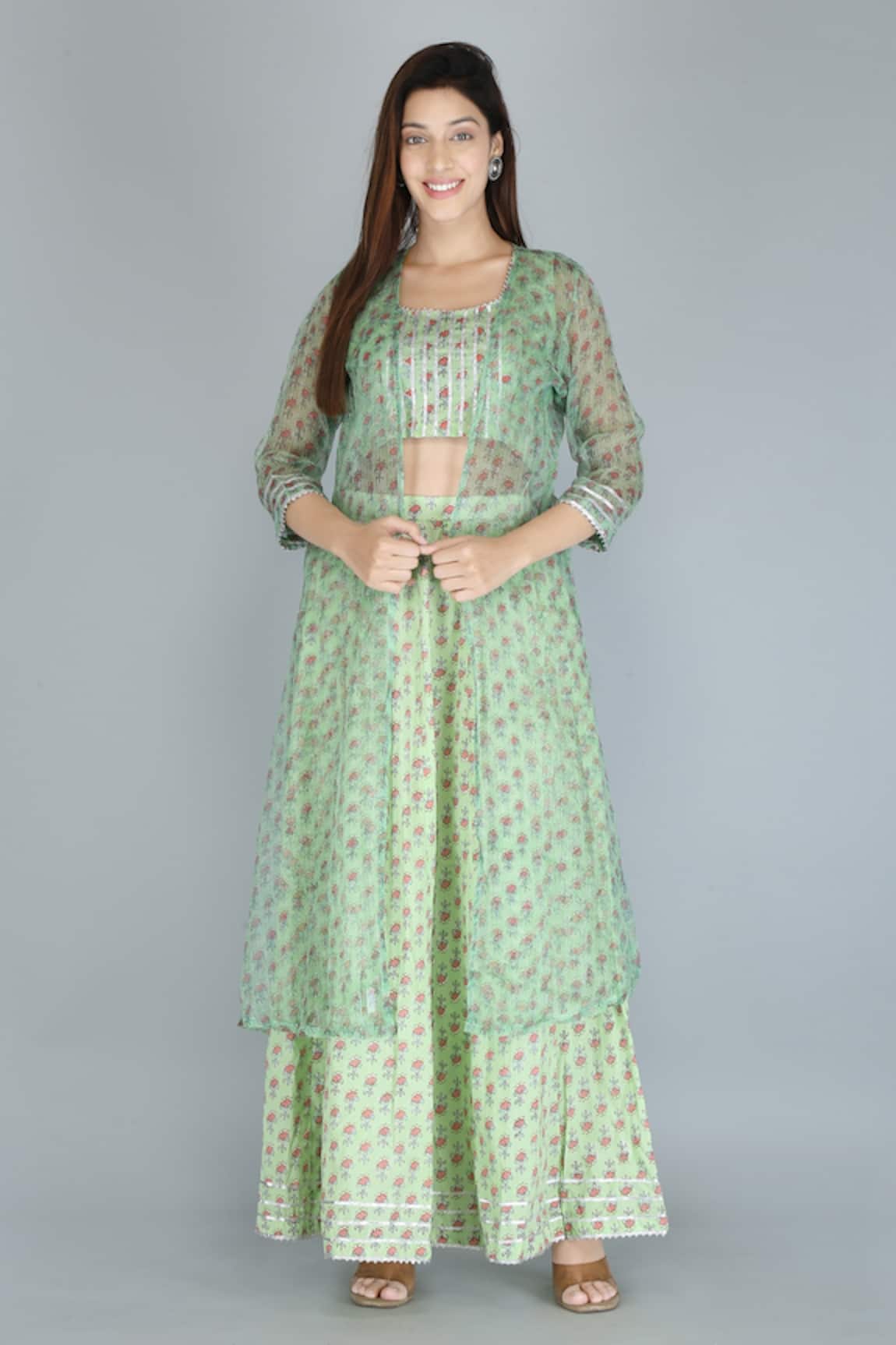 Kalakaari By Sagarika Cotton Shrug & Printed Skirt Set 