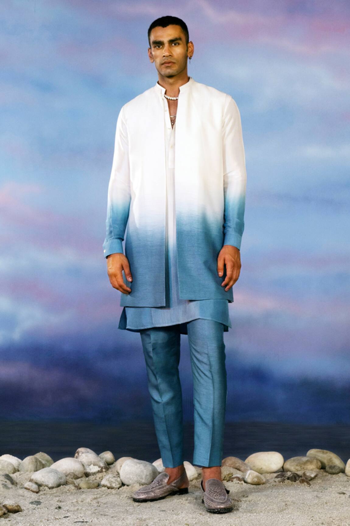 Rohit Gandhi + Rahul Khanna Ombre Bundi & Kurta Set