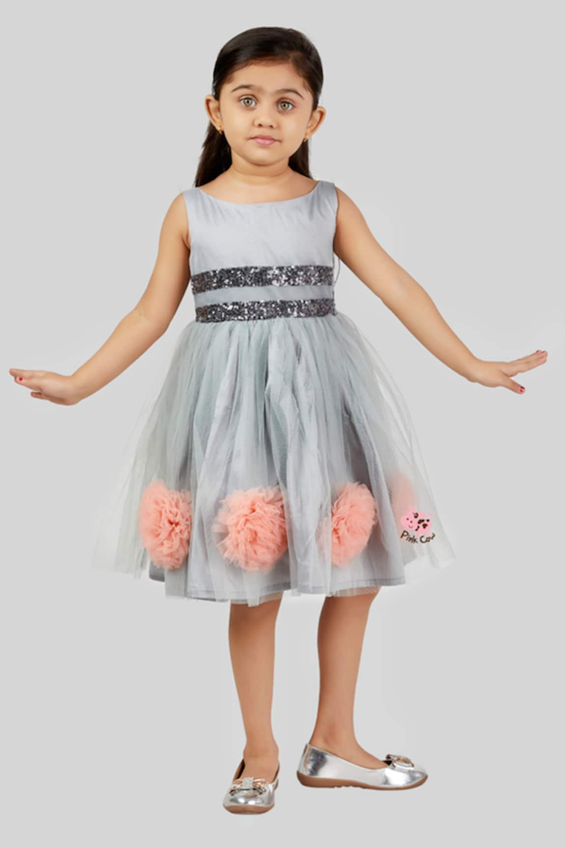 Pinkcow designs pvt ltd Sequin And Pompom Embellished Dress