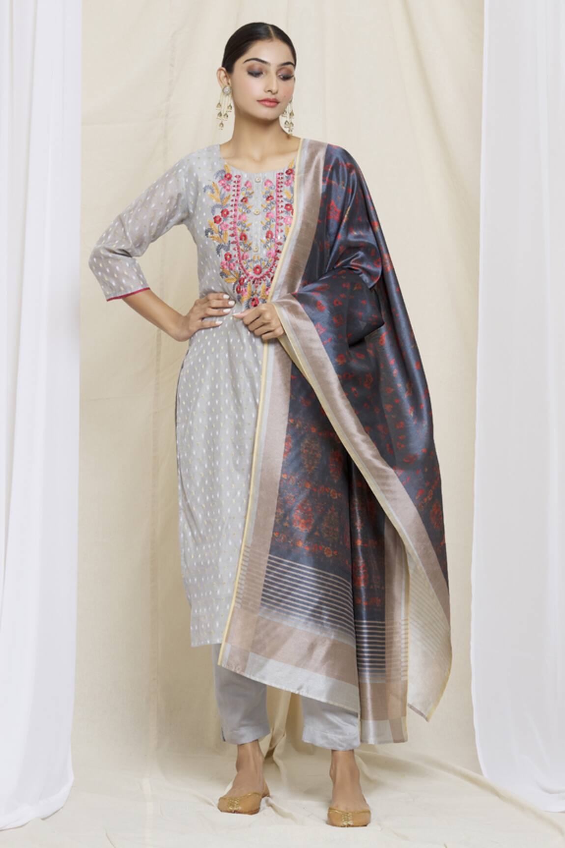 Khwaab by Sanjana Lakhani Chanderi Silk Woven Kurta Set