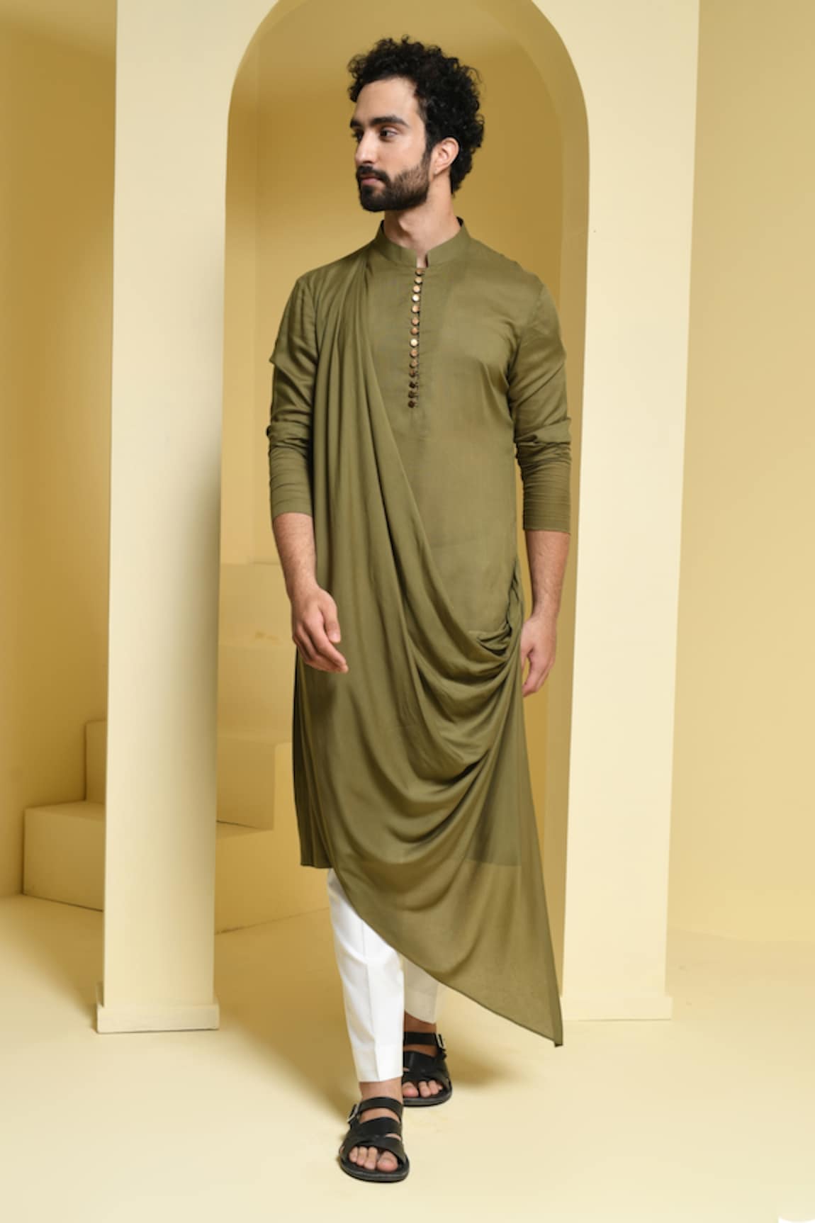 KUSTOMEYES Cotton Drape Kurta & Pant Set