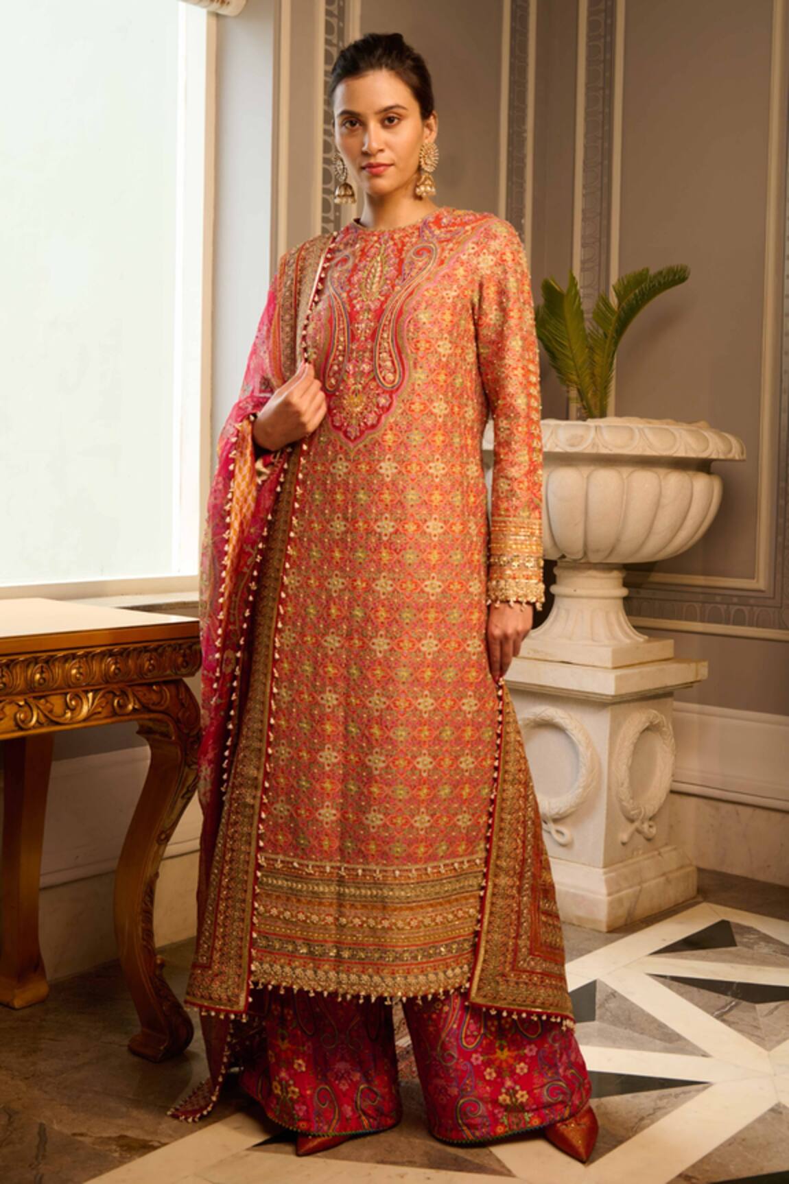 Tarun Tahiliani Printed Straight Kurta Palazzo Set