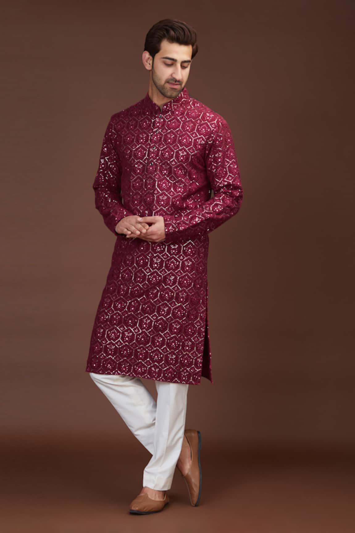 Kasbah Silk Floral Embroidered Kurta Set
