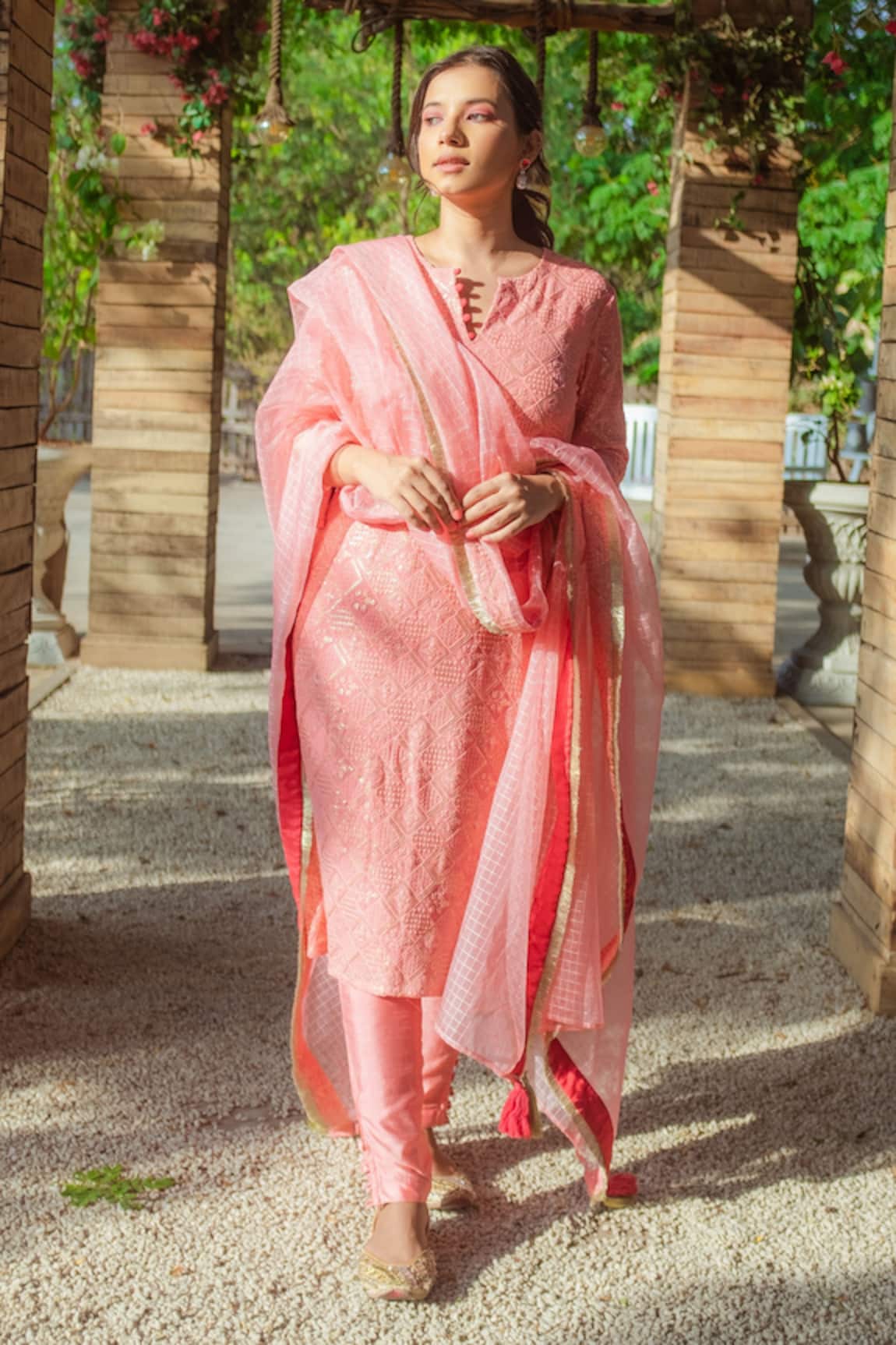 Monk & Mei By Sonia Anand Sequin Embroidered Kurta Set