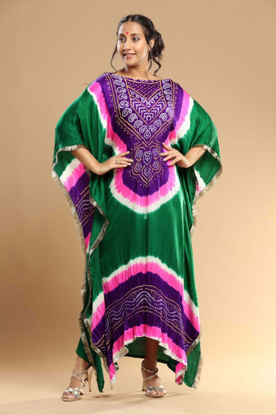 Etasha by Asha Jain Bandhani Pattern Kaftan