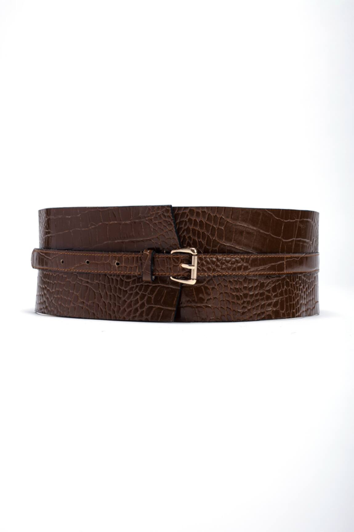 Trov Luca Croc Embossed Leather Belt 