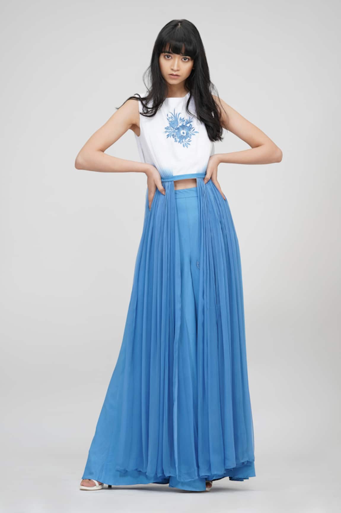 Shruti S Placement Embroidered Top & Trouser Set