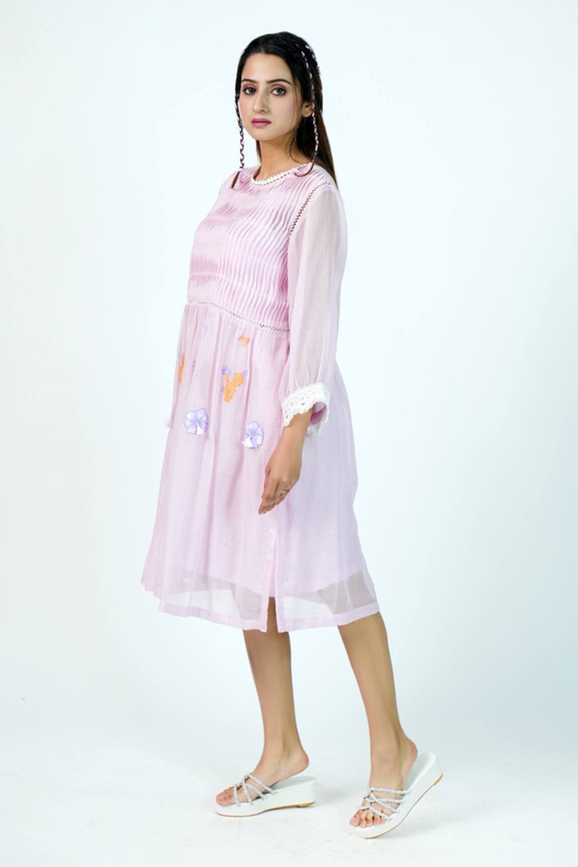 Jyoti Bansal Sugar Rose Pleated Bodice Tunic Dress 