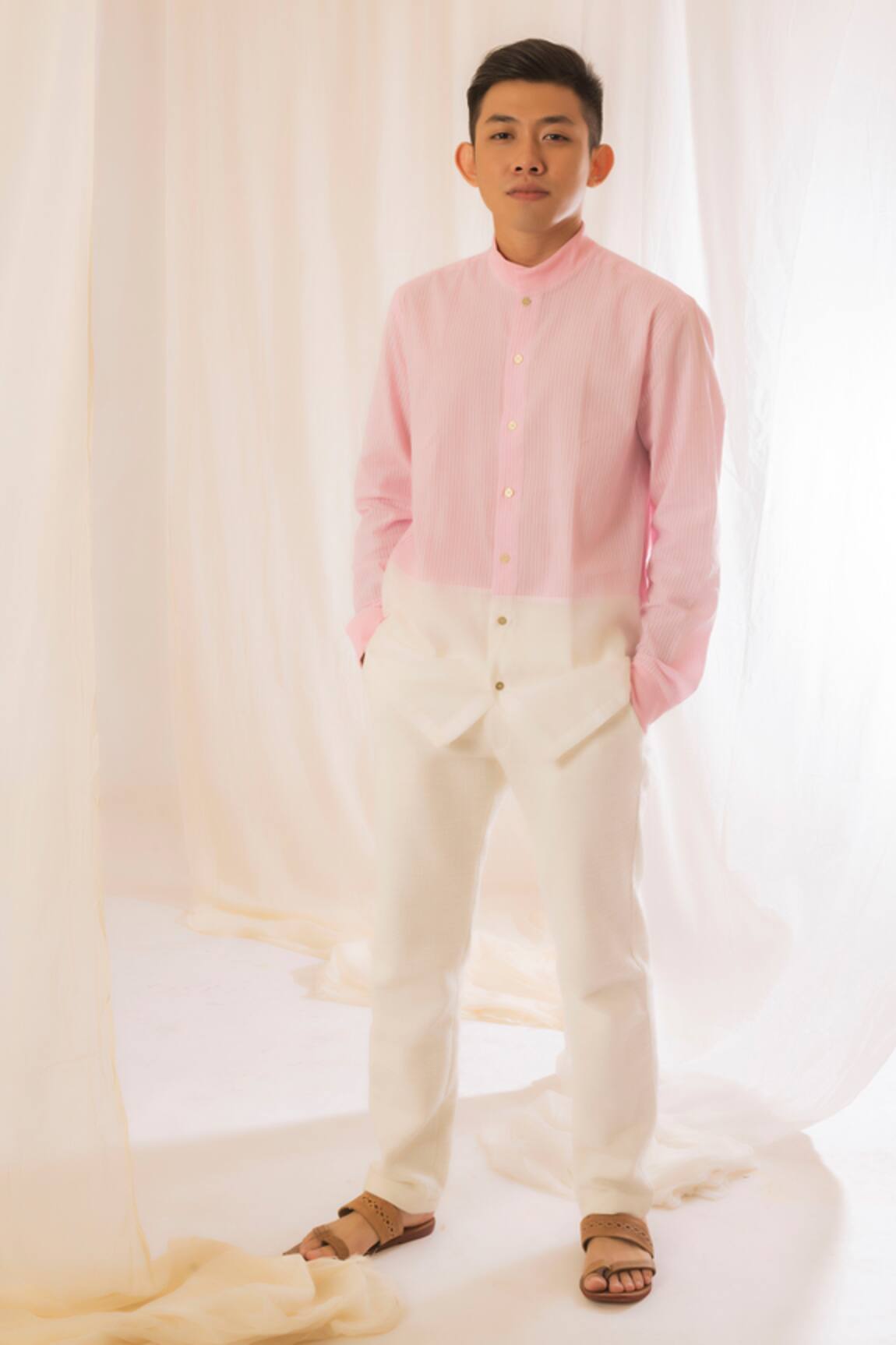 Vaani Beswal Stripe Pattern Colorblock Shirt