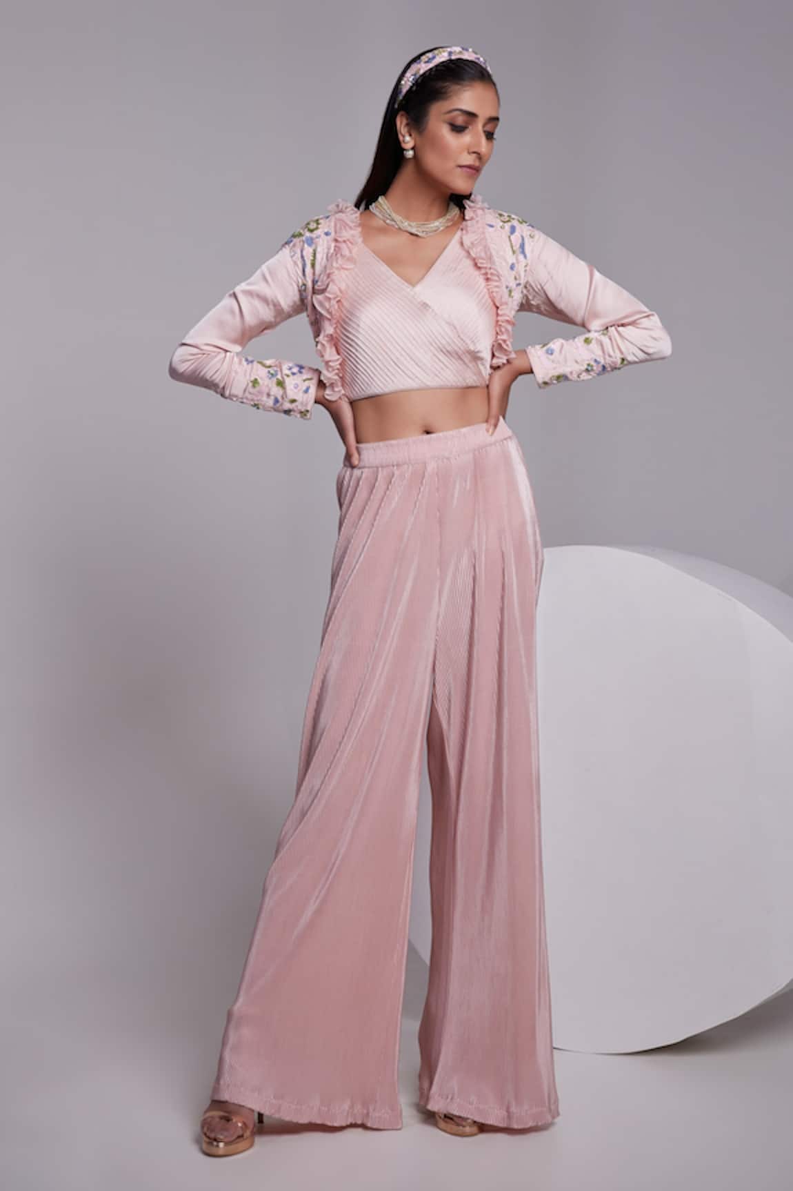 Suruchi Parakh Ruffle Short Jacket & Pant Set 