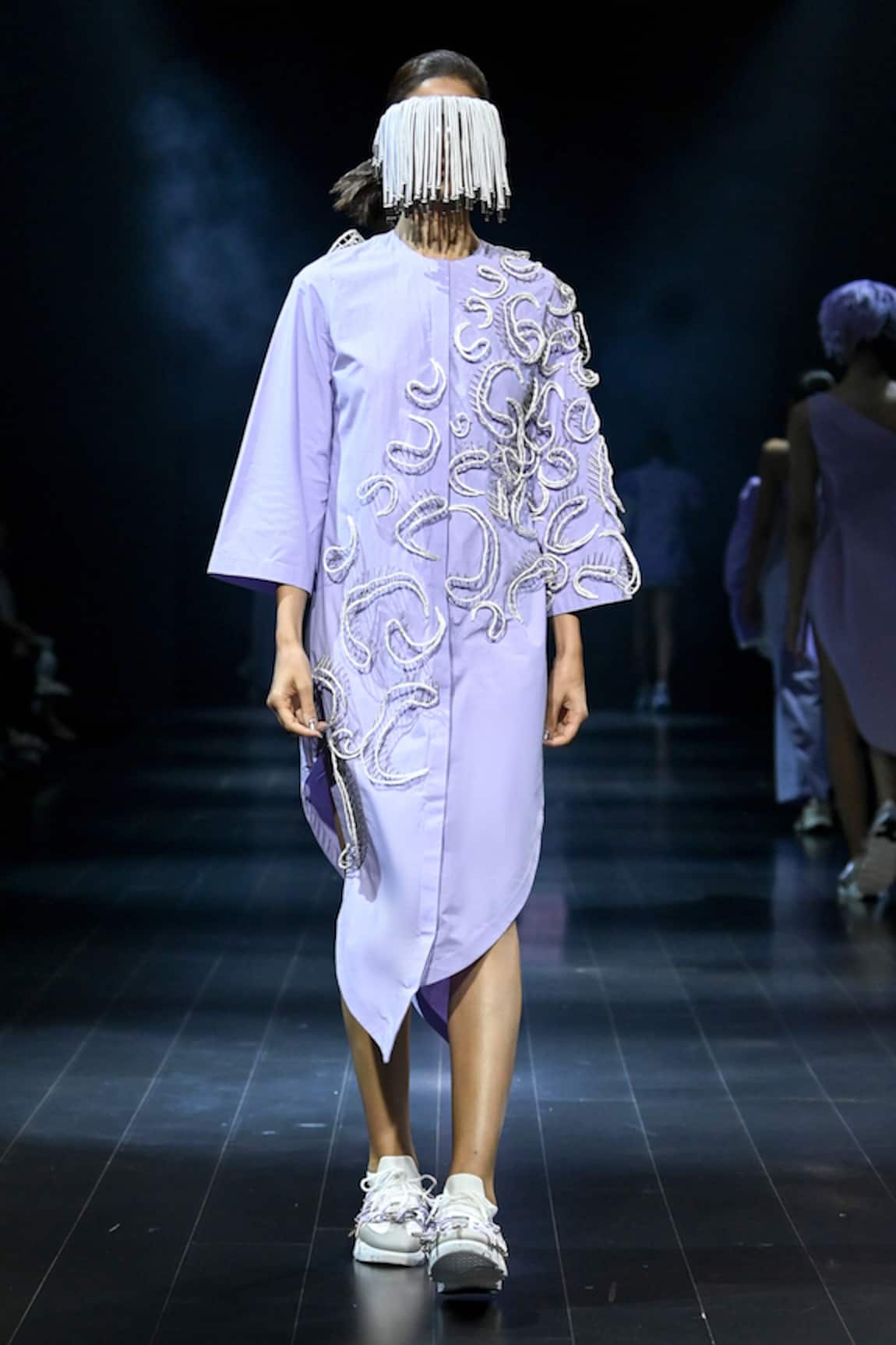 Nitin Bal Chauhan 3D Cord Embroidered Asymmetric Dress
