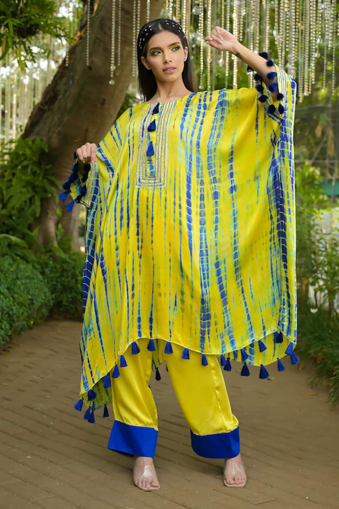 Disha Kahai Tie-Dye Pattern Kaftan & Pant Set