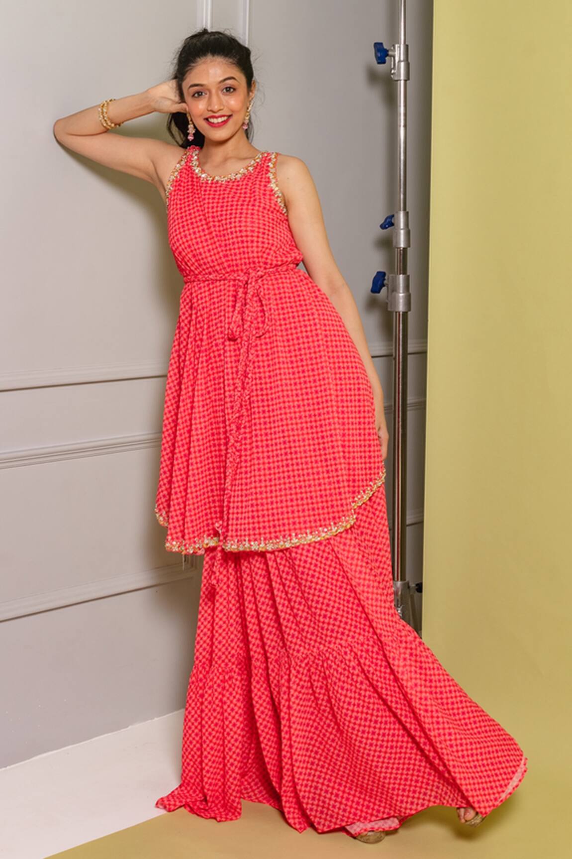 Ria Shah Label Floral Print Kurta & Gharara Set