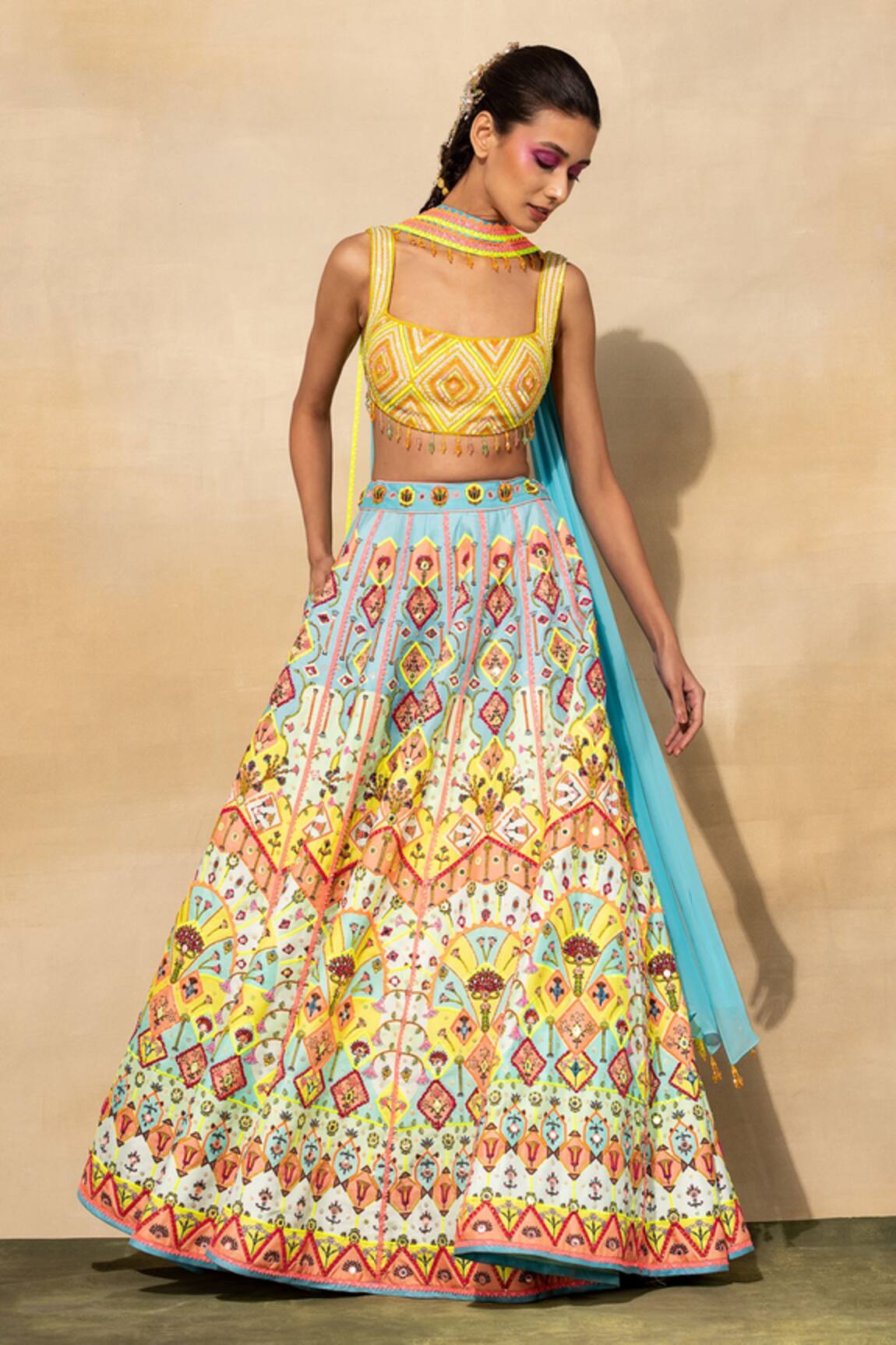 Diyarajvvir Geometric Print Lehenga Set