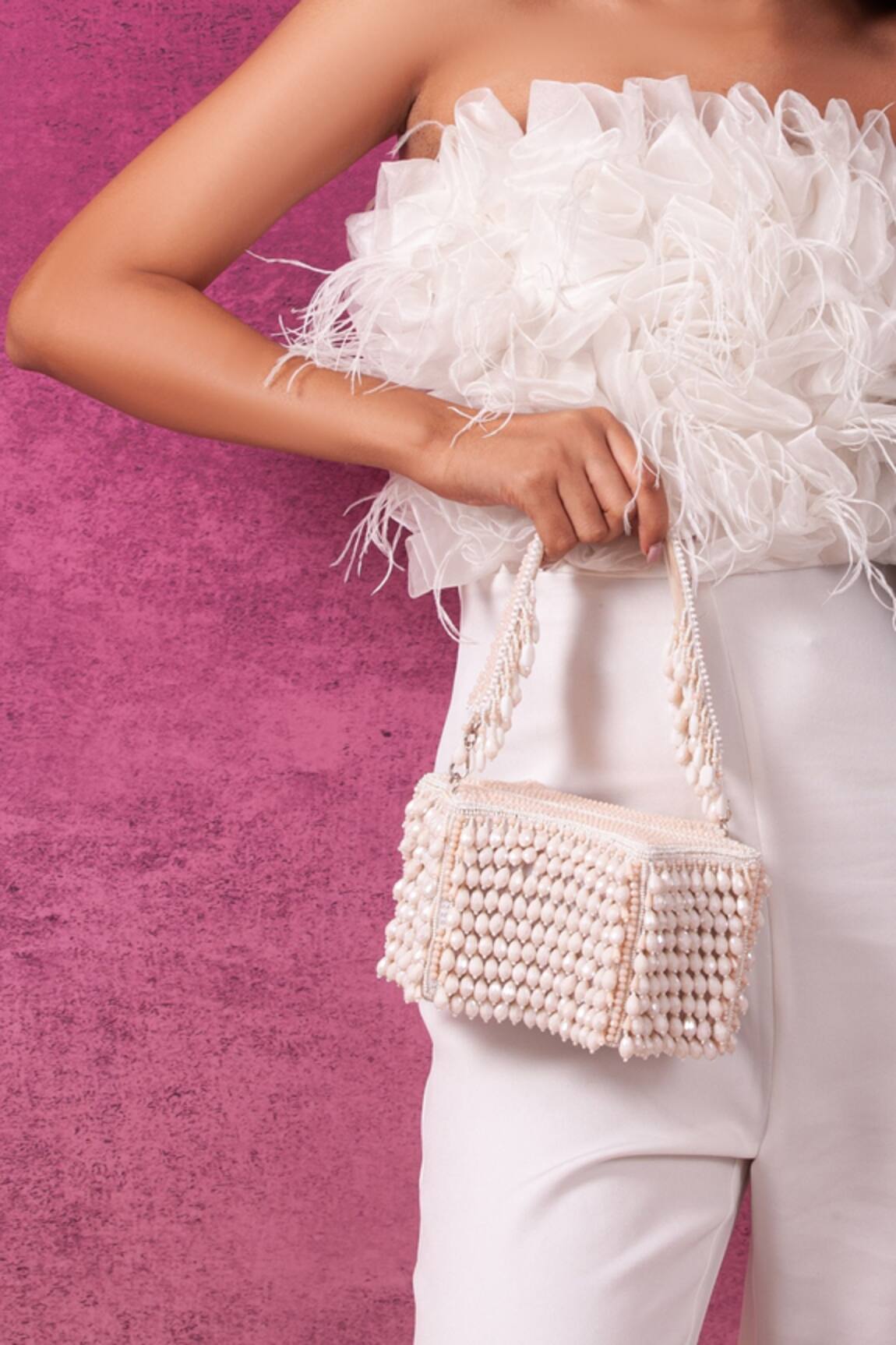 Forever Noor Handcrafted Crystal Embellished Boat Star Bag