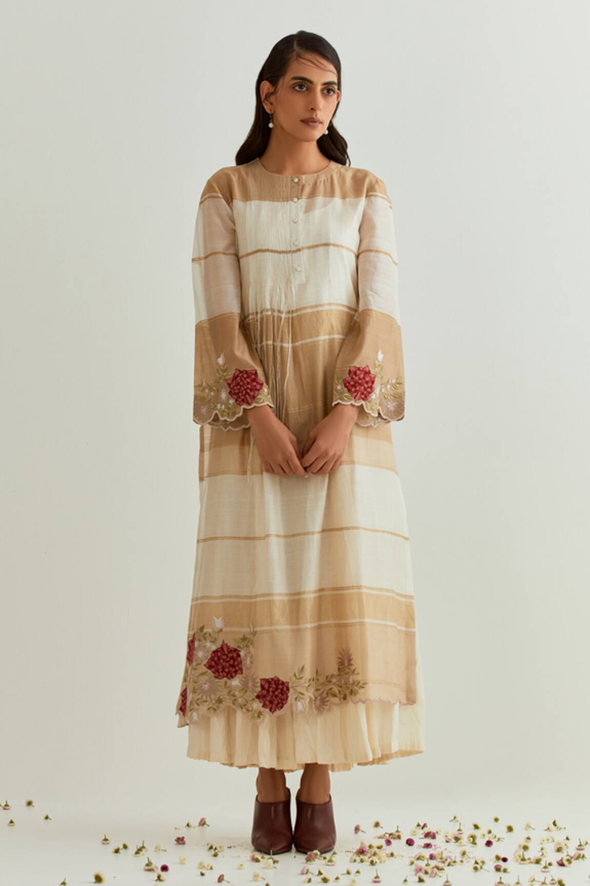 Prama by Pratima Pandey Floral Embroidered Dress With Inner