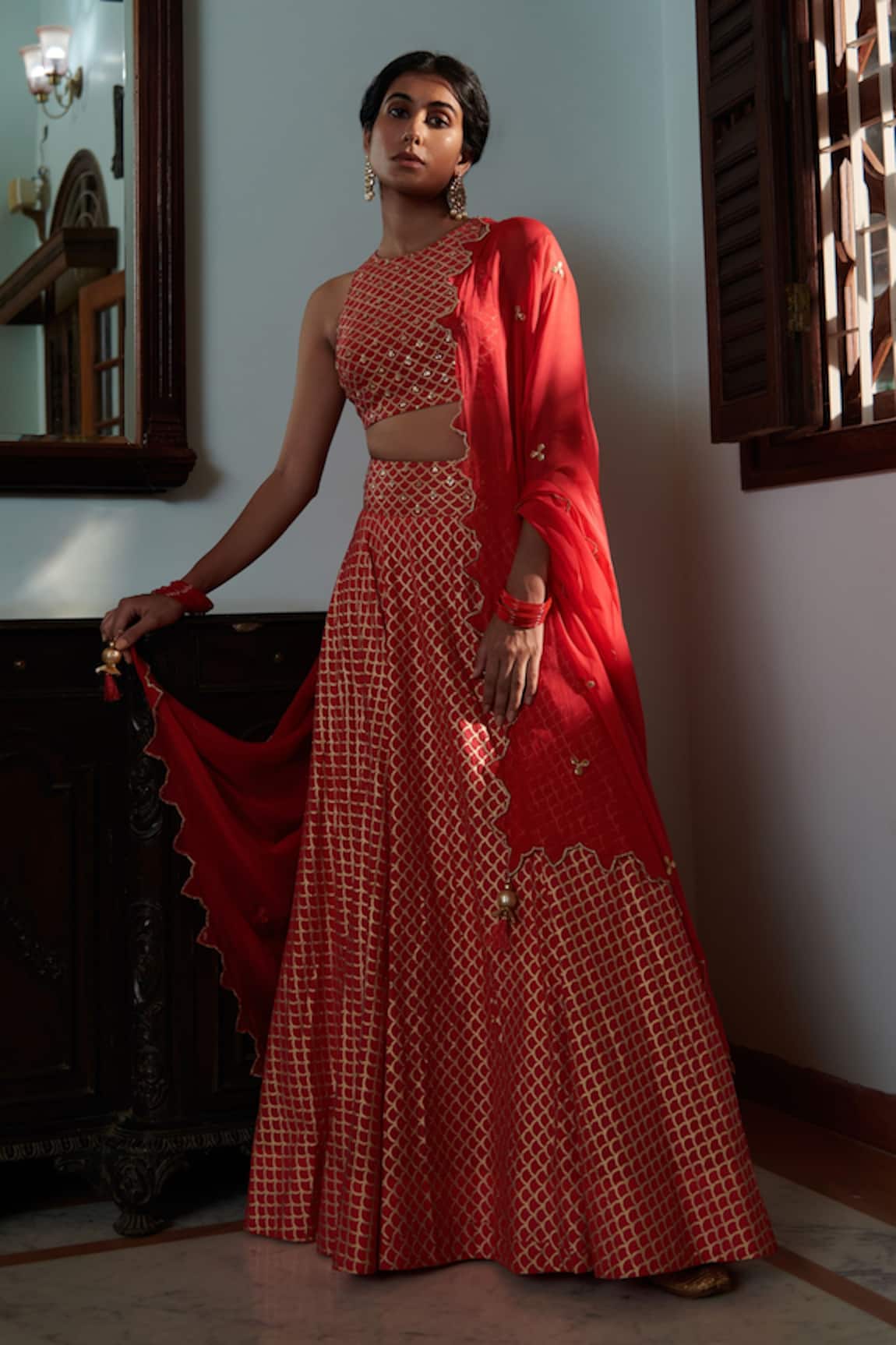 Seema Nanda Aiman Scallop Print Lehenga Set 