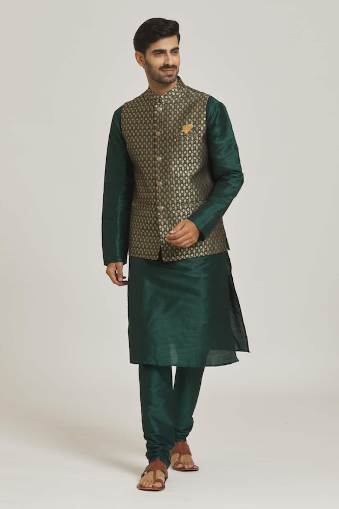 Arihant Rai Sinha Bloom Motif Bundi & Kurta Set