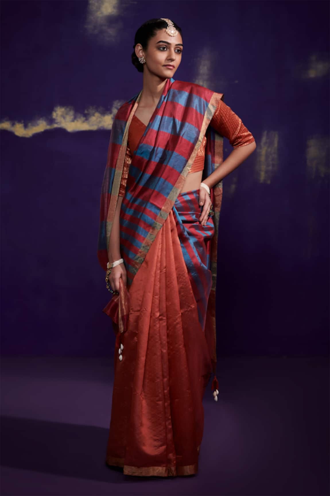 Dressfolk Handloom Silk Two Toned Saree