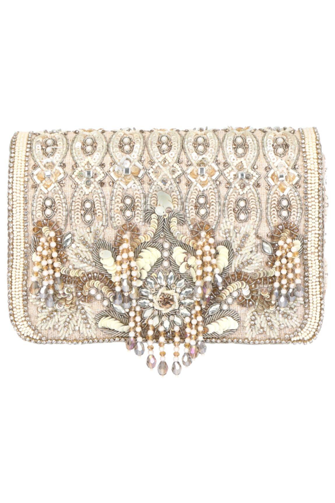 Fuchsia Sunrise Silk Embroidered Clutch 