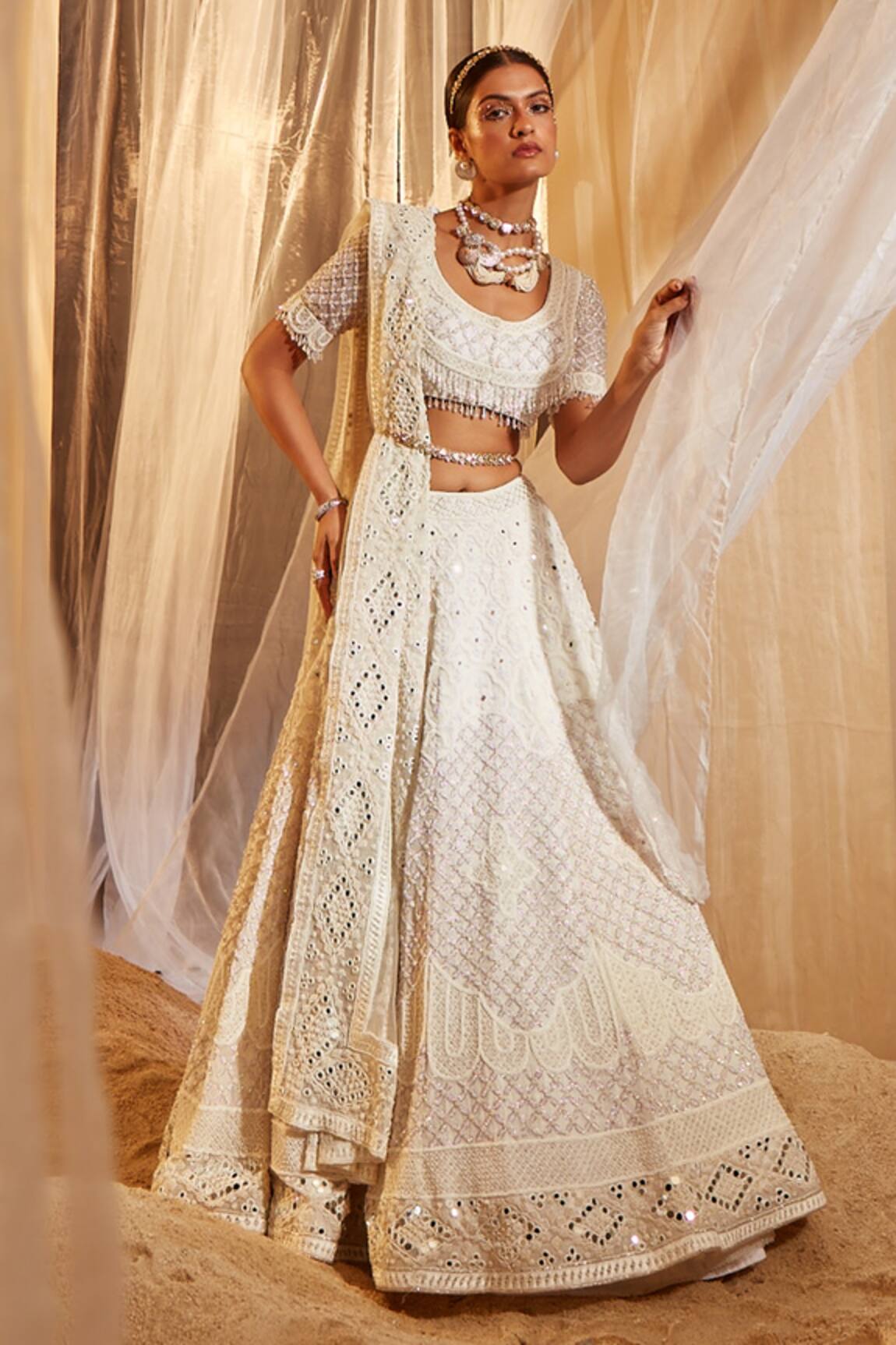House of Exotique Geometric Embellished Lehenga Set