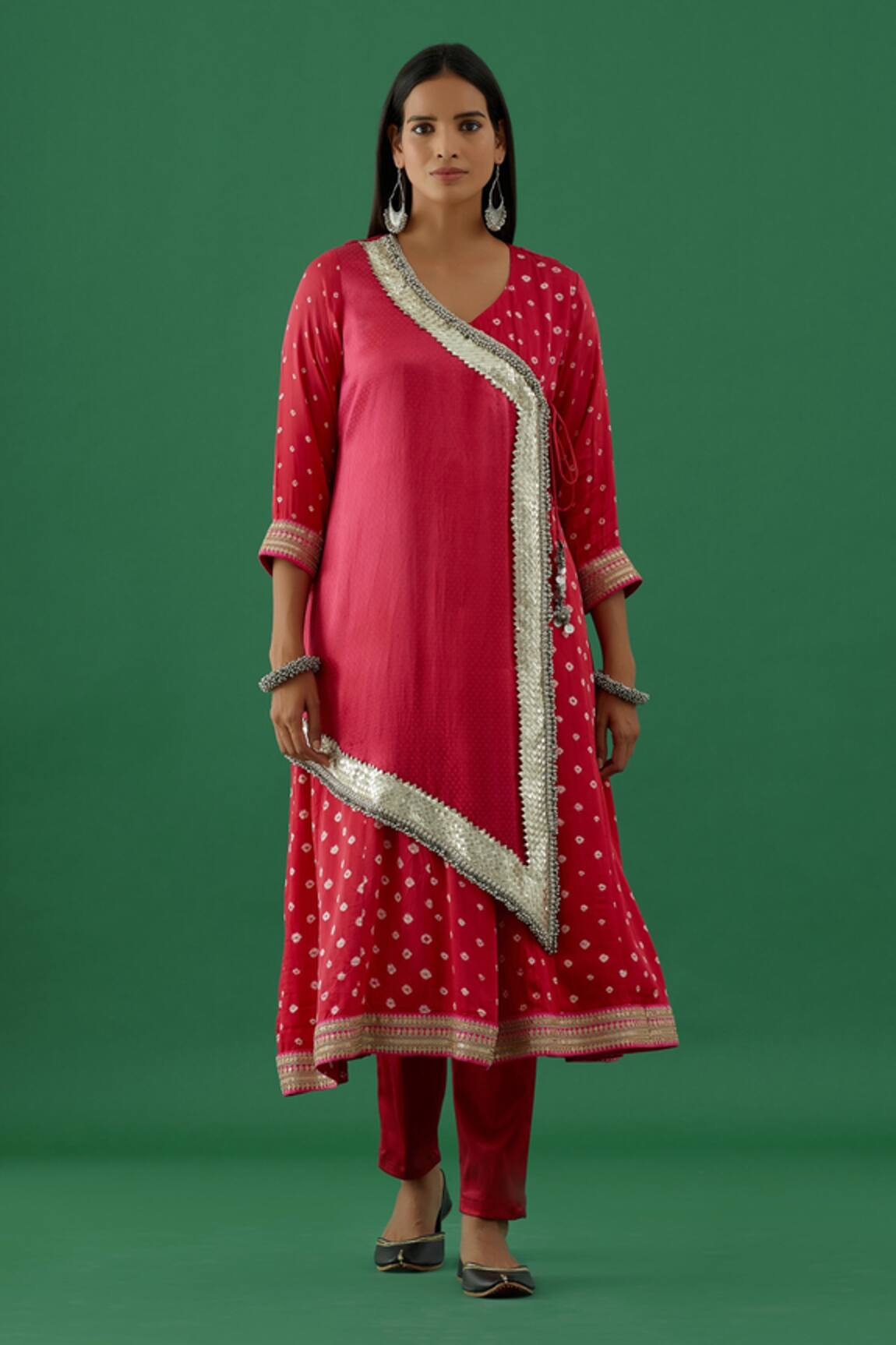 5elements Bandhani Pattern Anarkali Set With Pant