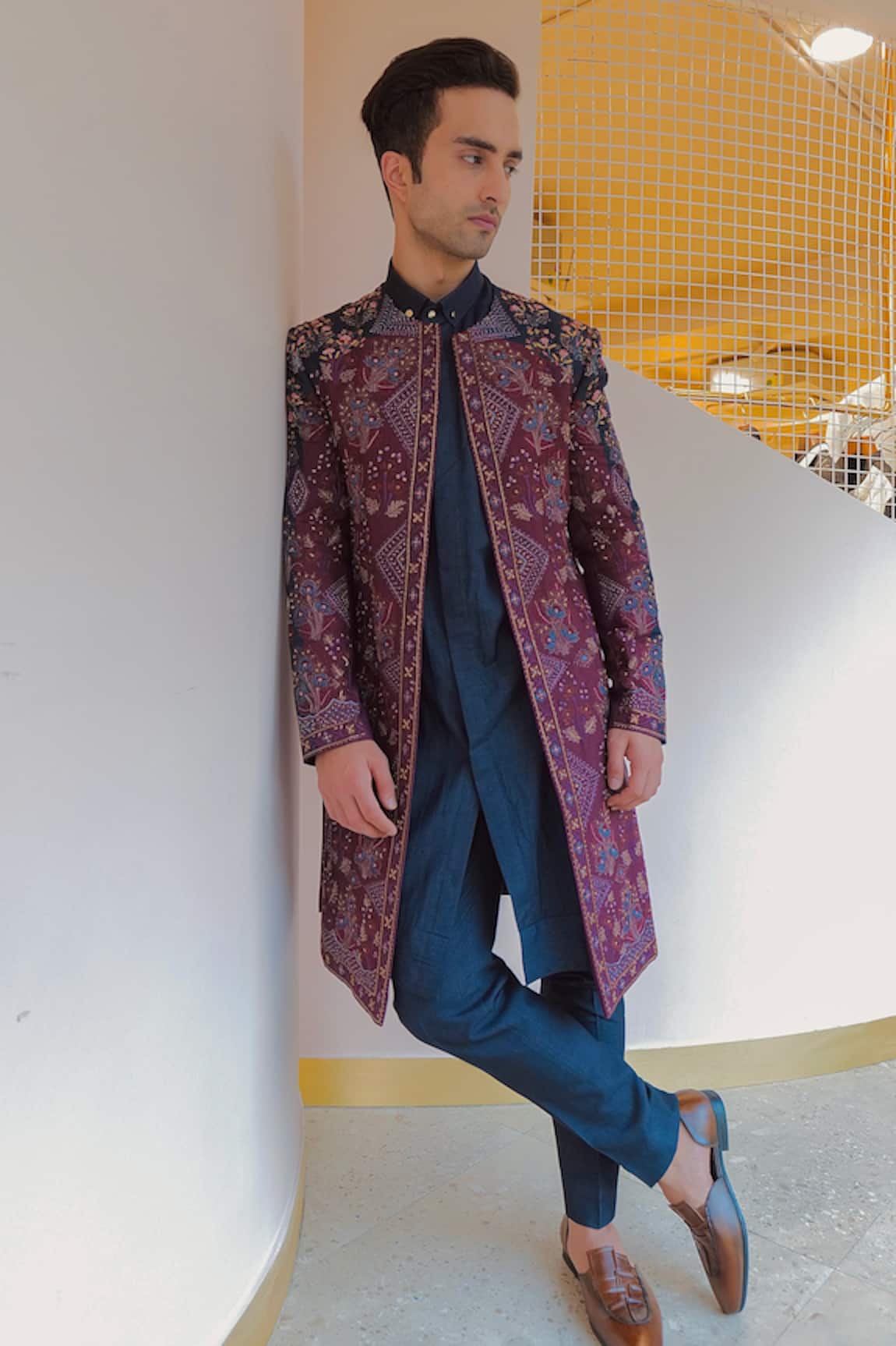Jatin Malik Zardozi Floral Embroidered Jacket Kurta Set
