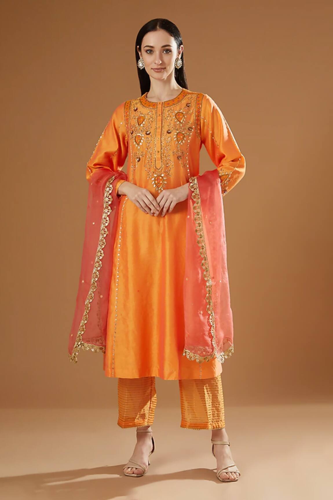 OMI Hand Embroidered Flare Kurta Set