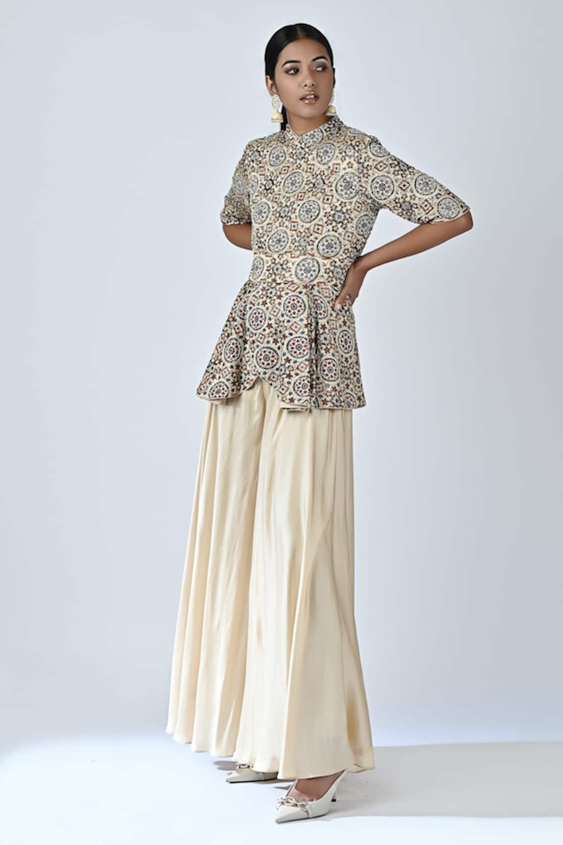 Sejal Kamdar Ajrakh Print Peplum Jumpsuit 