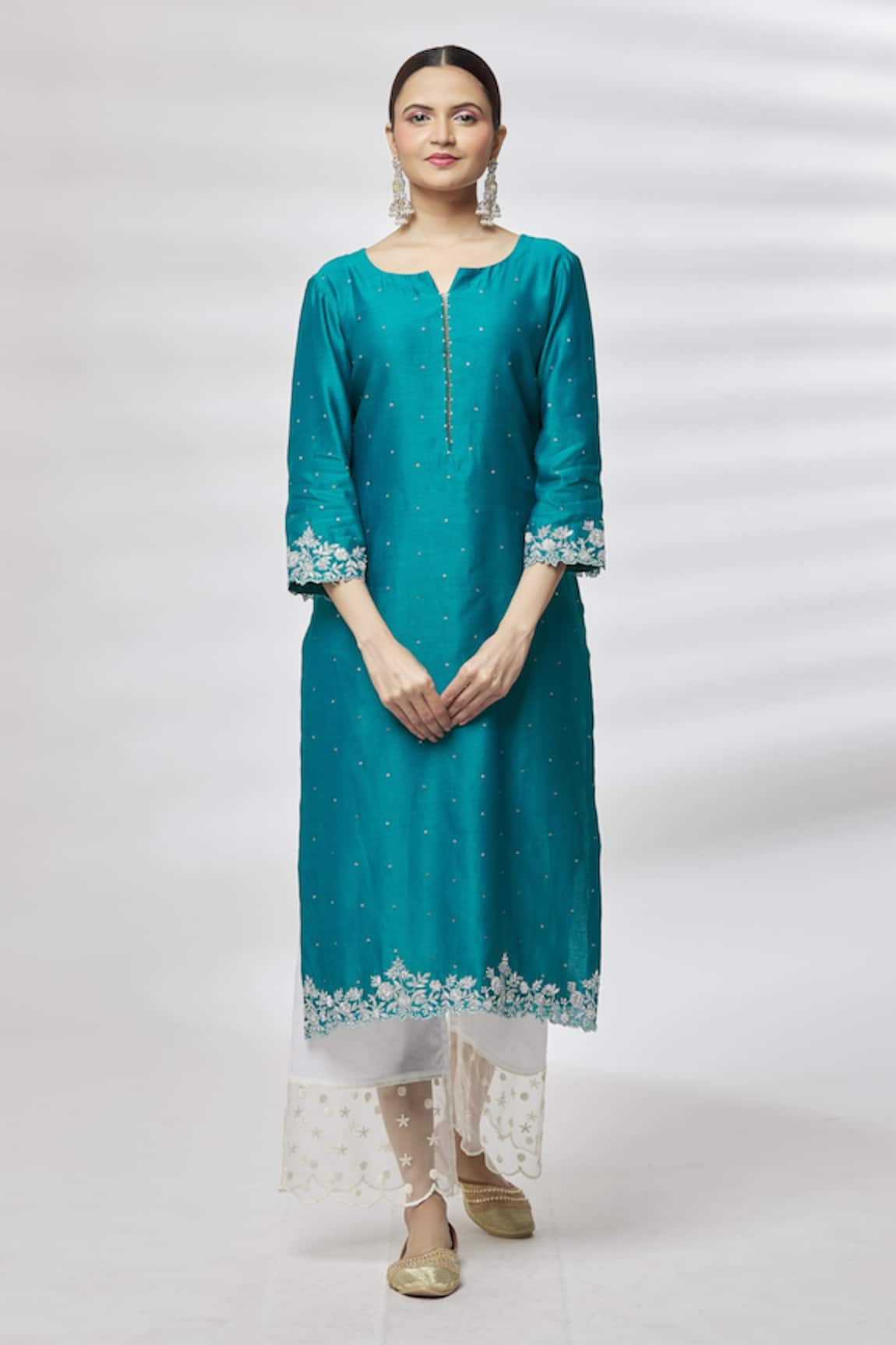 Kasturi Tikmani Chanderi Floral Pattern Kurta 